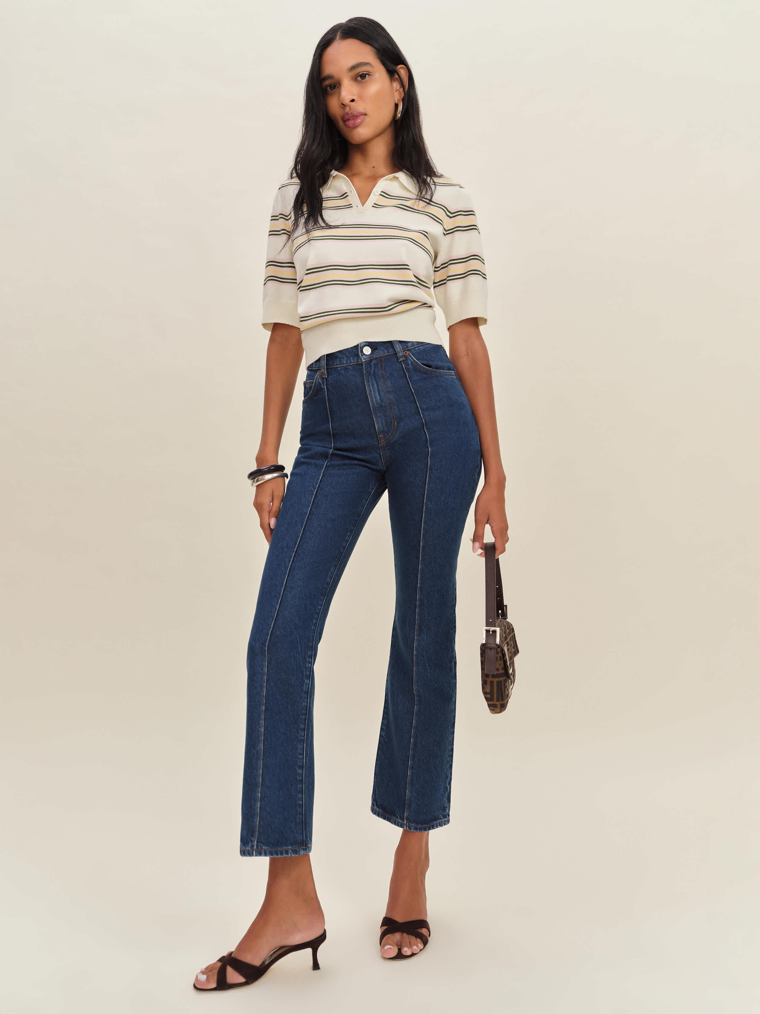 Reformation Mia High Rise Vintage Ankle Bootcut Jeans In Blue