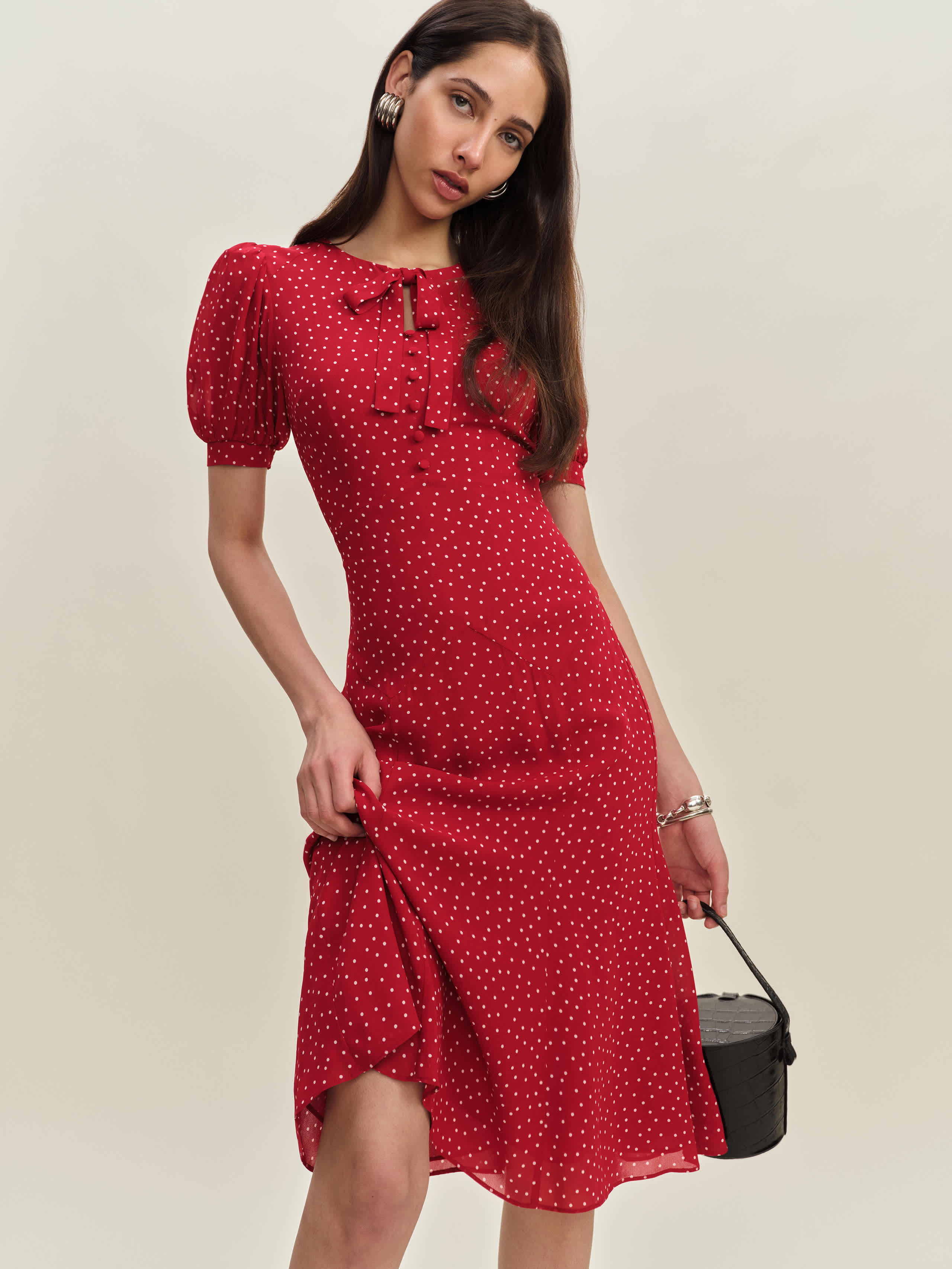 Reformation Robe Delia In Rouge