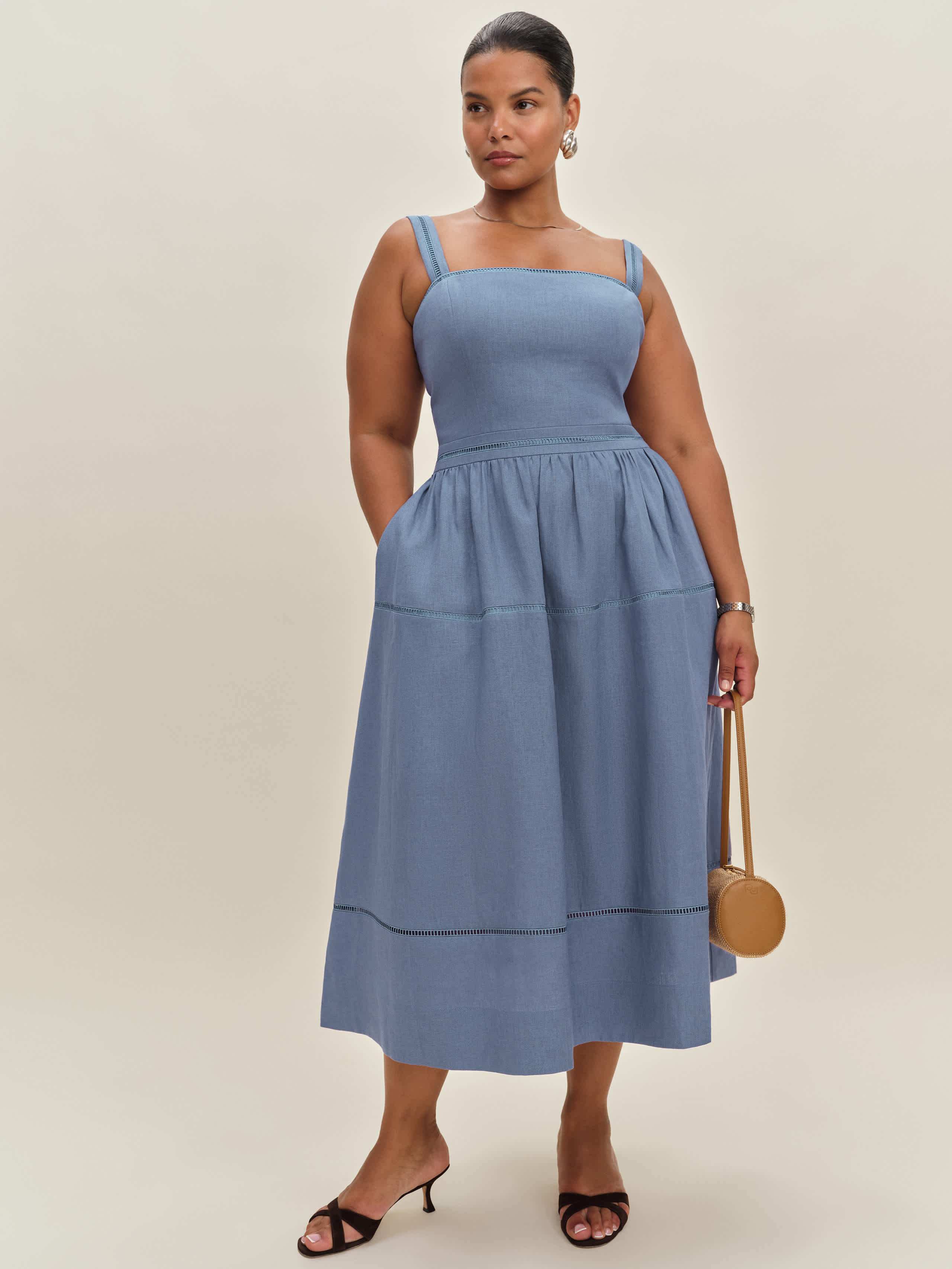 Reformation Everett Linen Dress Es