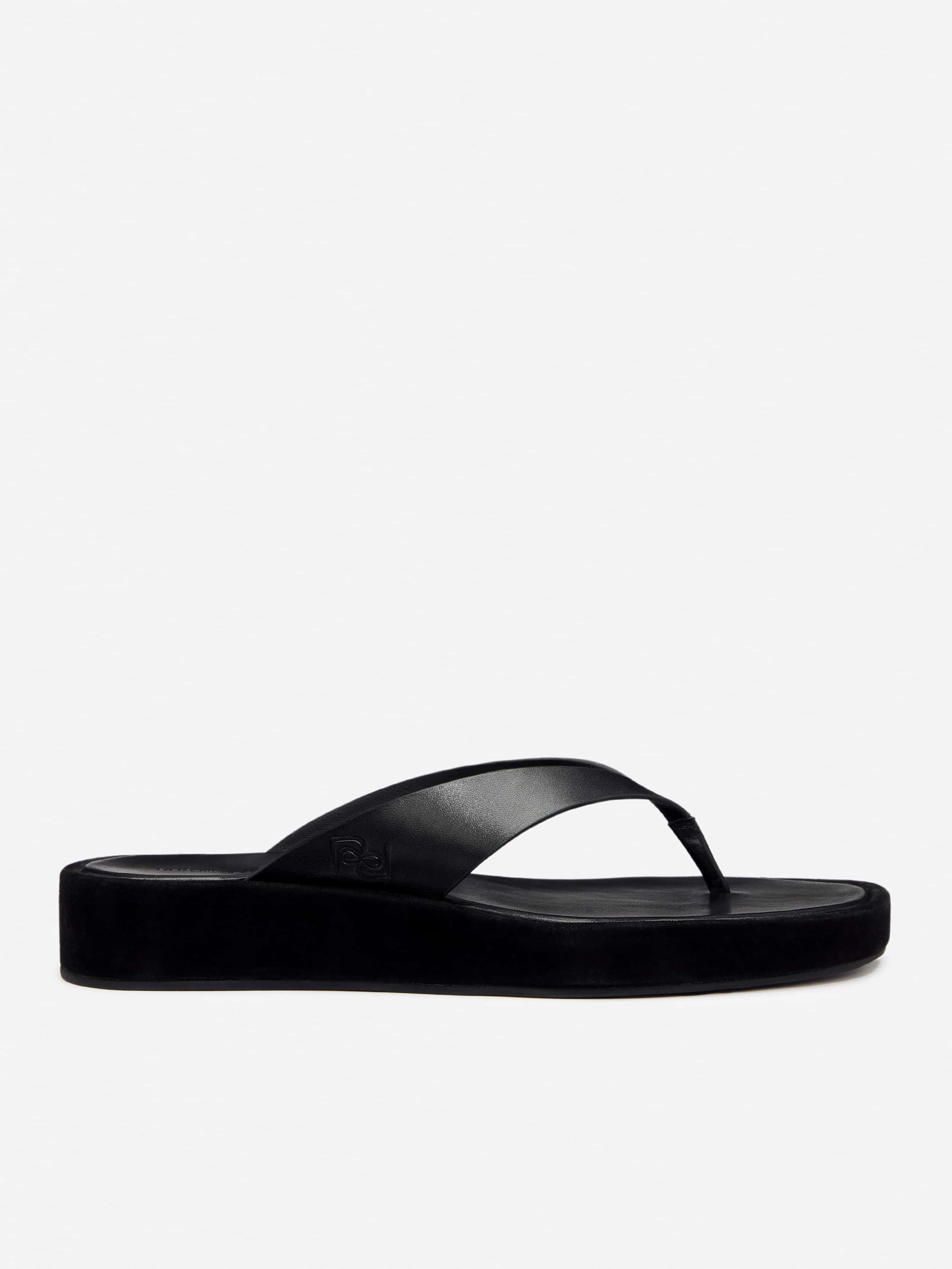 Reformation Eden Platform Thong In Black Suede Leather