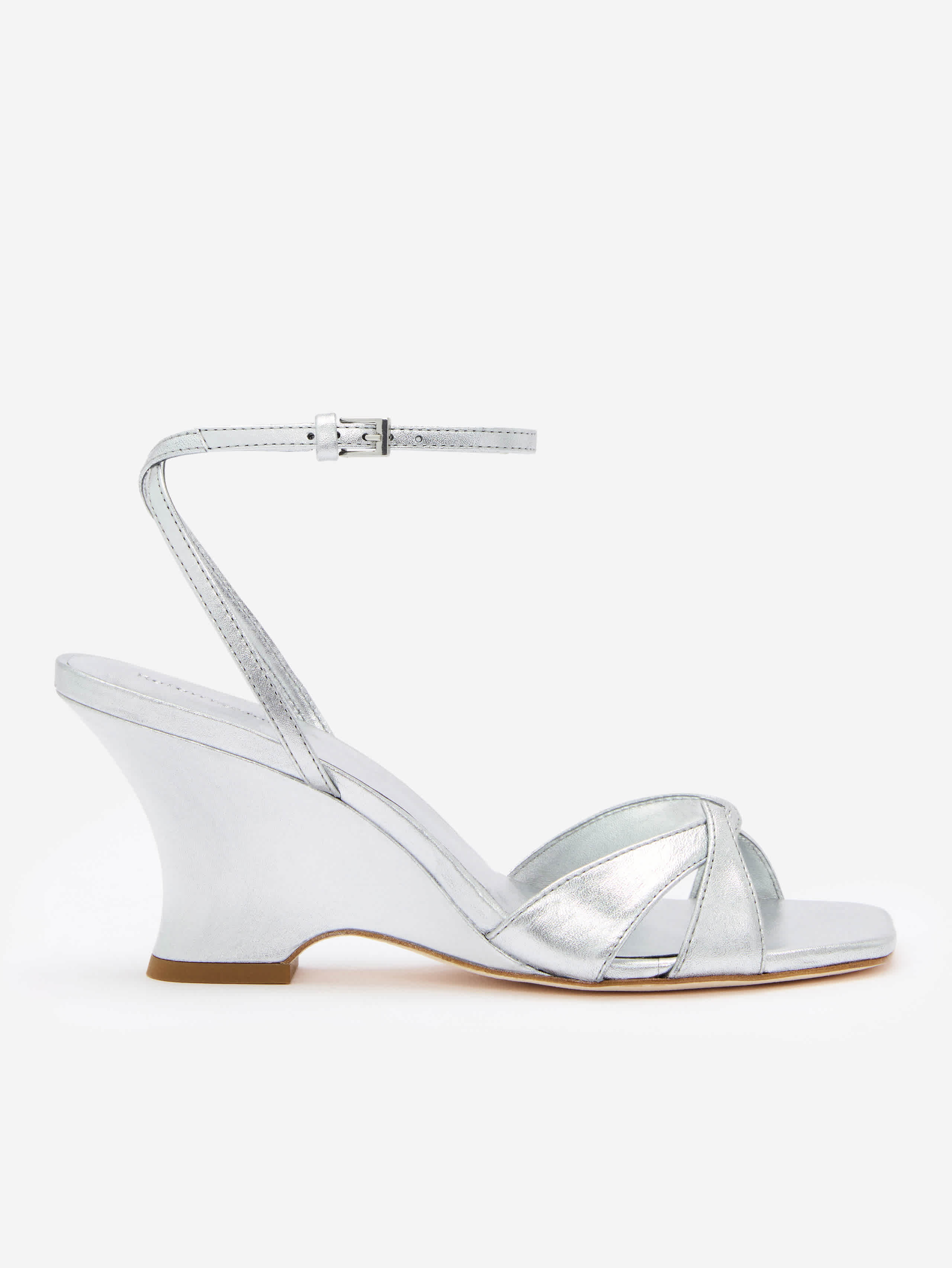 Reformation Margo Wedge Sandal In Silver
