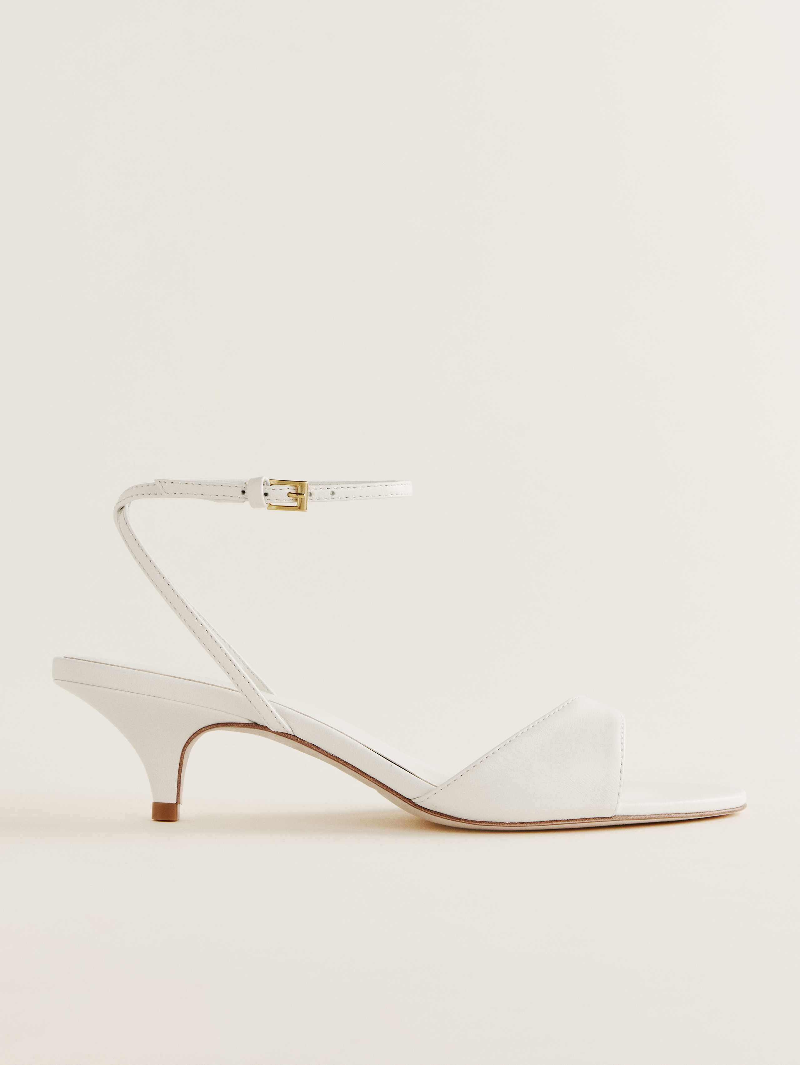Reformation Drew Kitten Heeled Sandal In White Leather