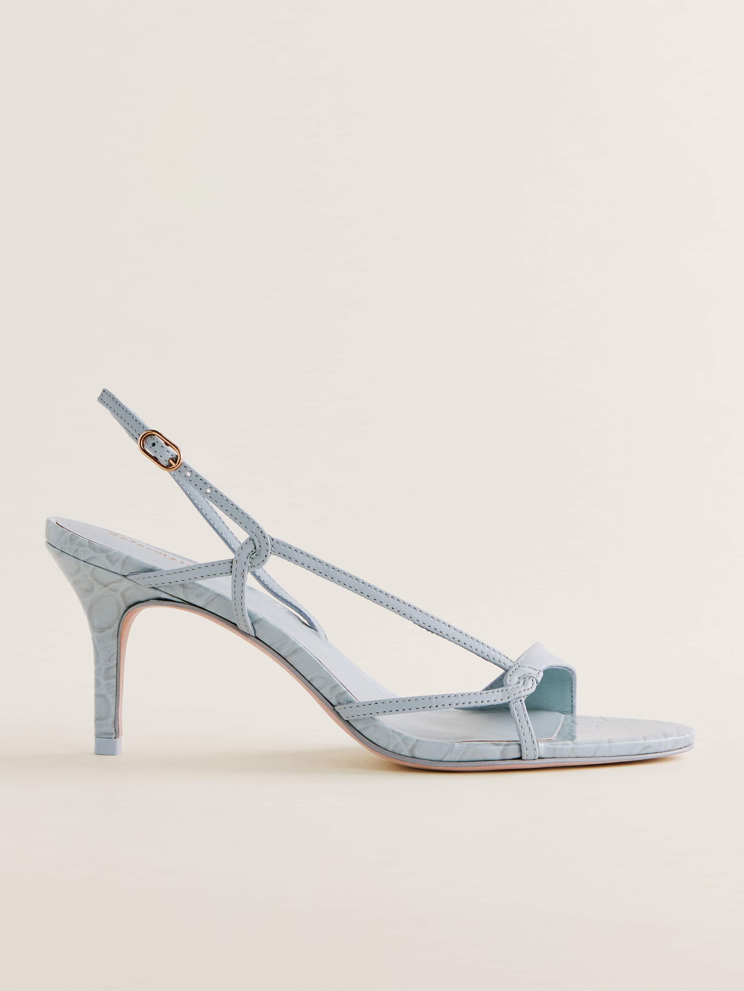 Reformation Nino Slingback Heeled Sandal In Mist Croc
