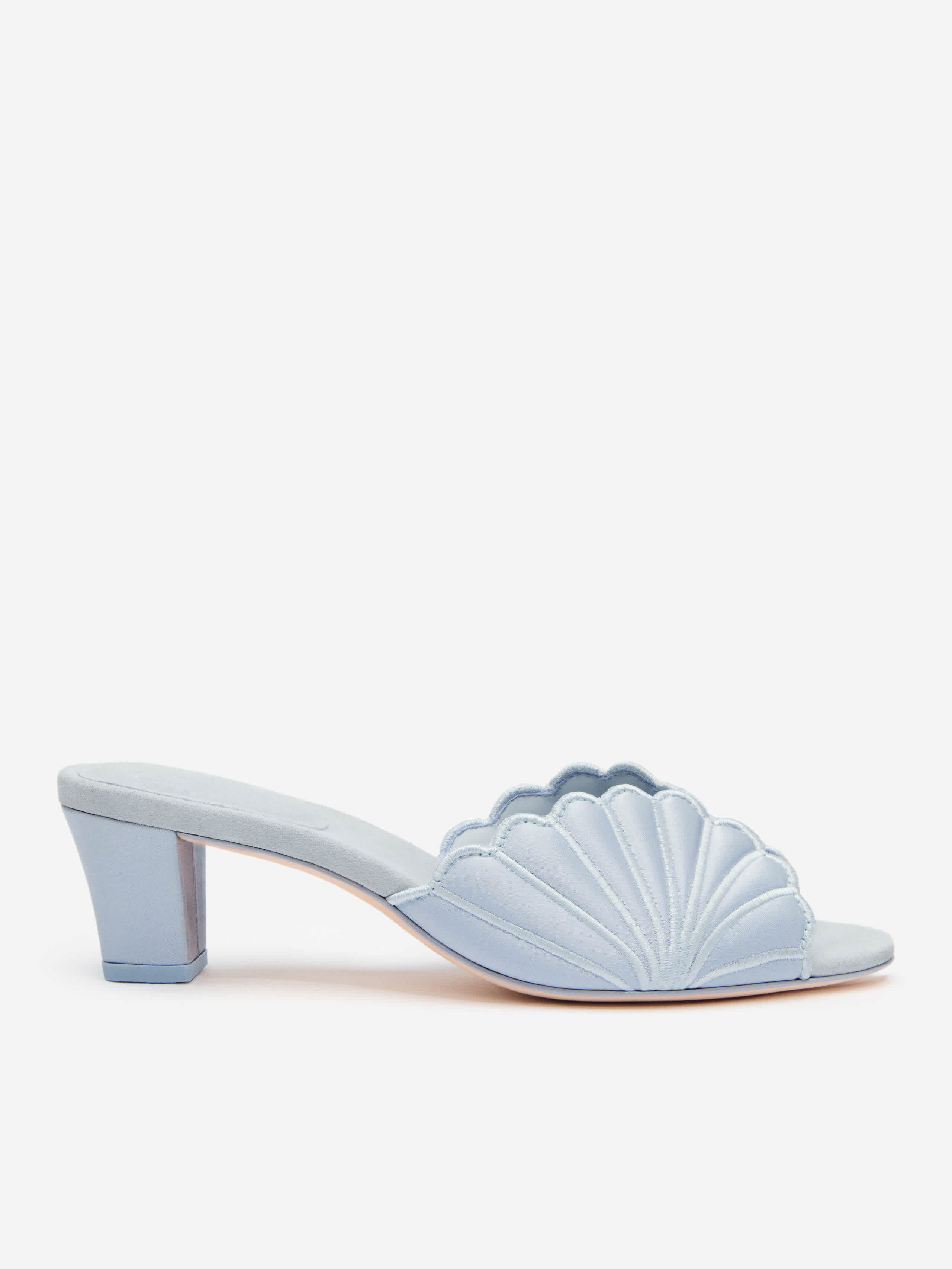 Reformation Waldena Block Heeled Mule In Mist Satin