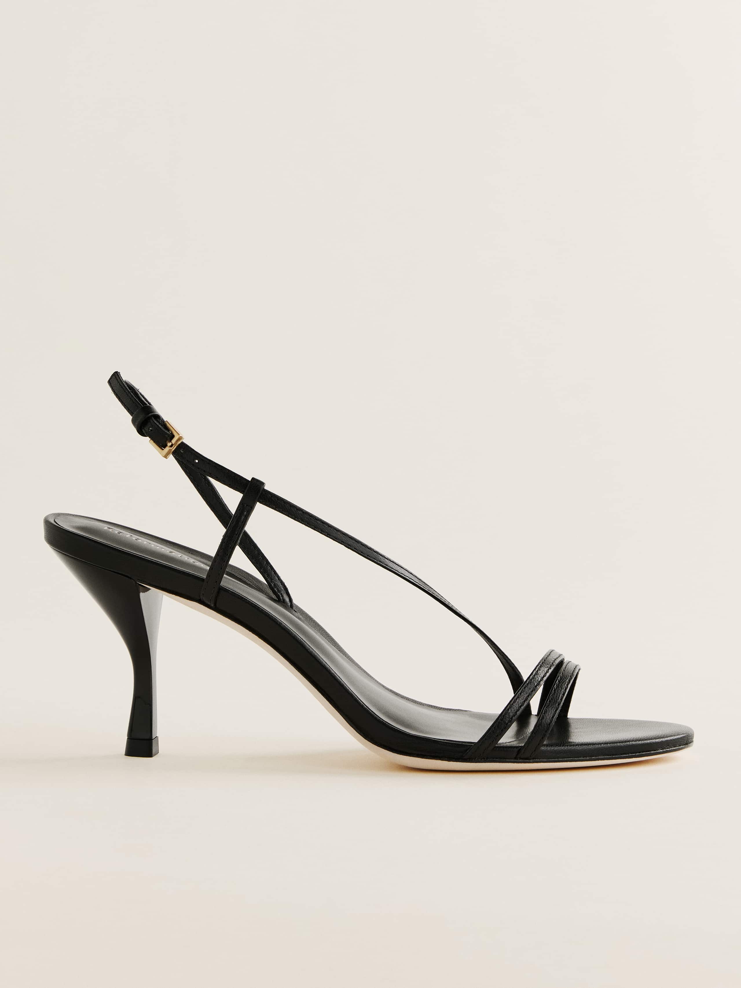 Reformation Petunia Heeled Sandal In Black Leather