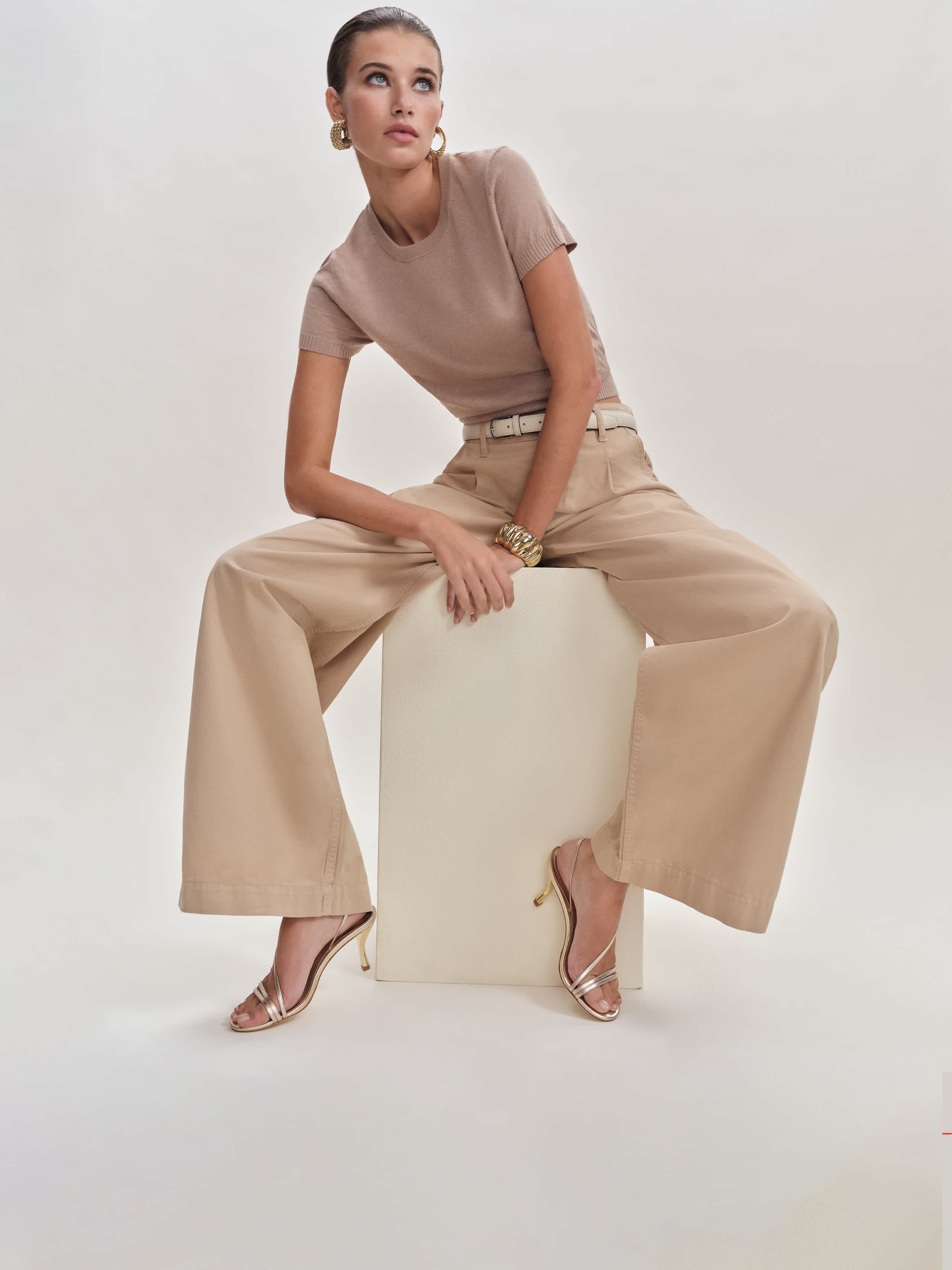 Reformation Petunia Heeled Sandal In Gold