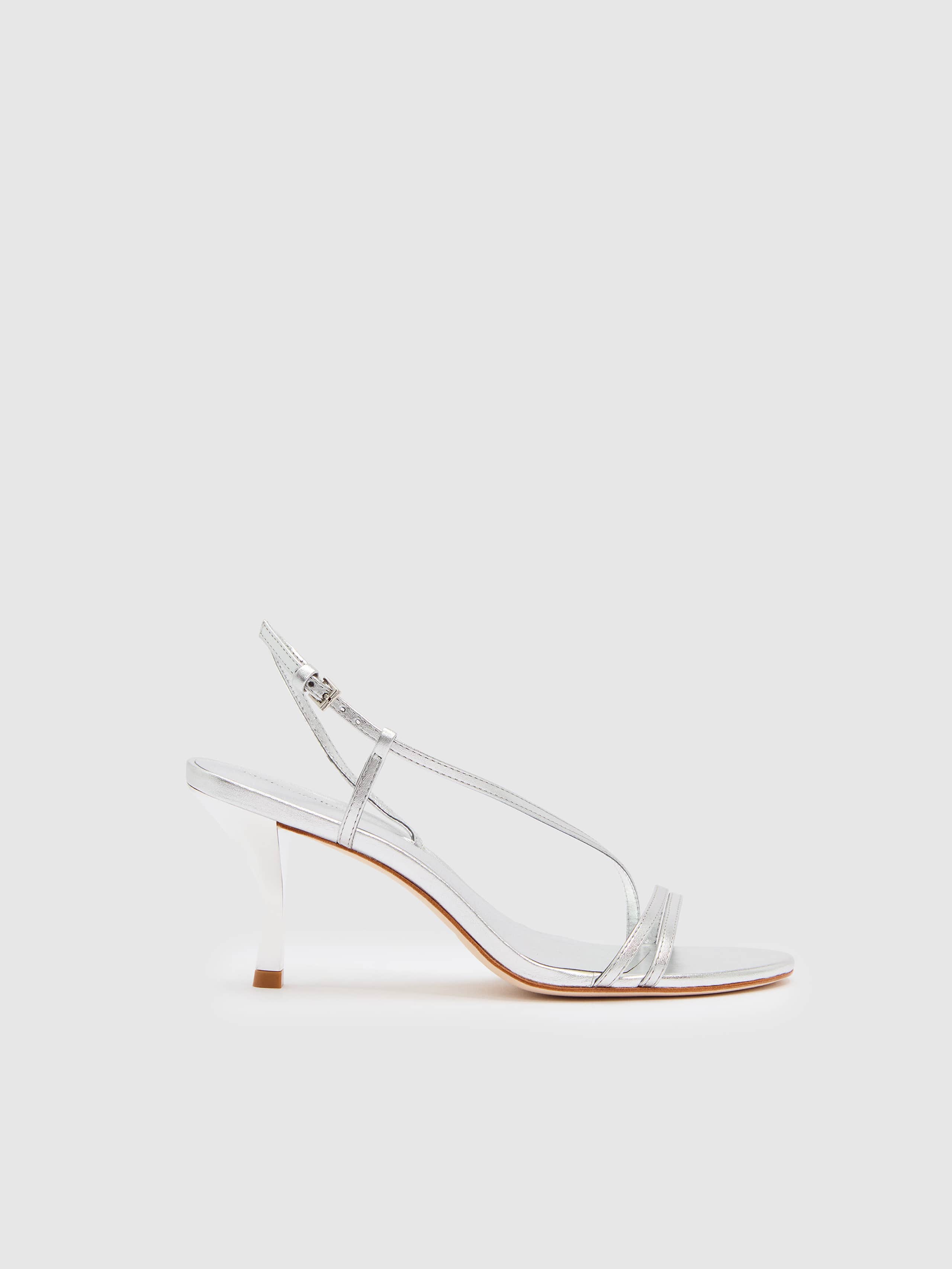 Reformation Petunia Heeled Sandal In Silver