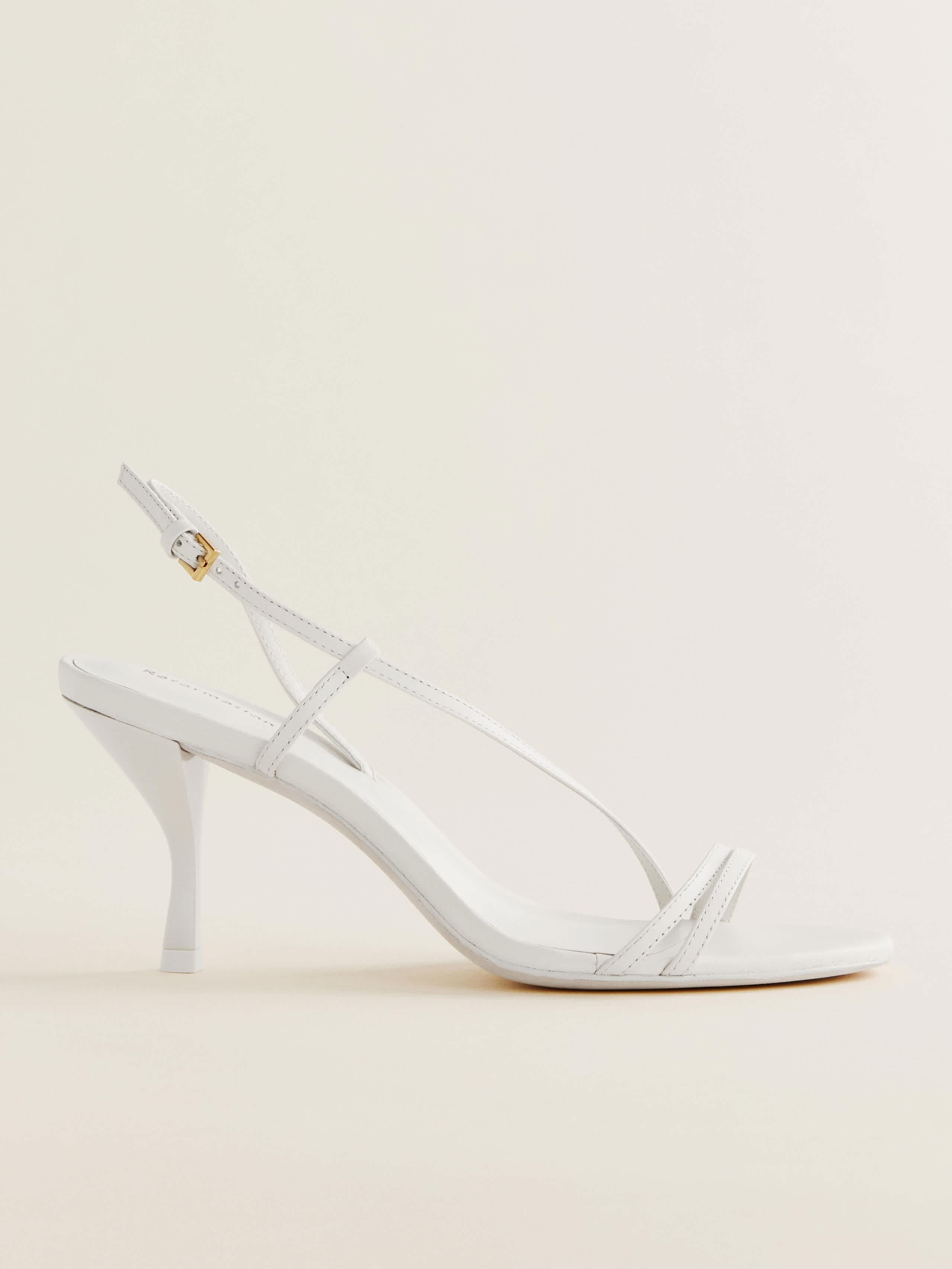 Reformation Petunia Heeled Sandal In White Leather