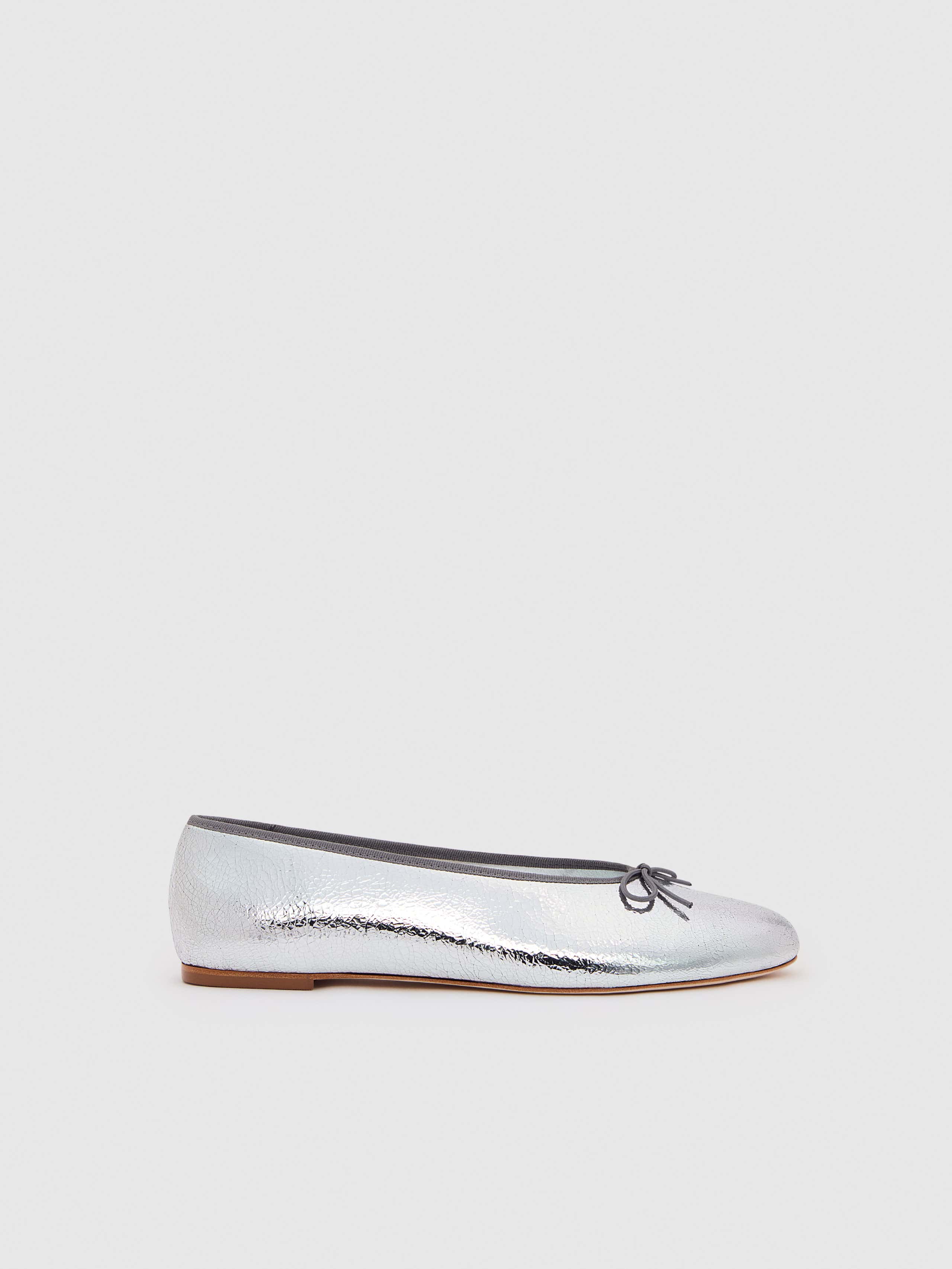 Reformation Tina Ballet Flat In Silver