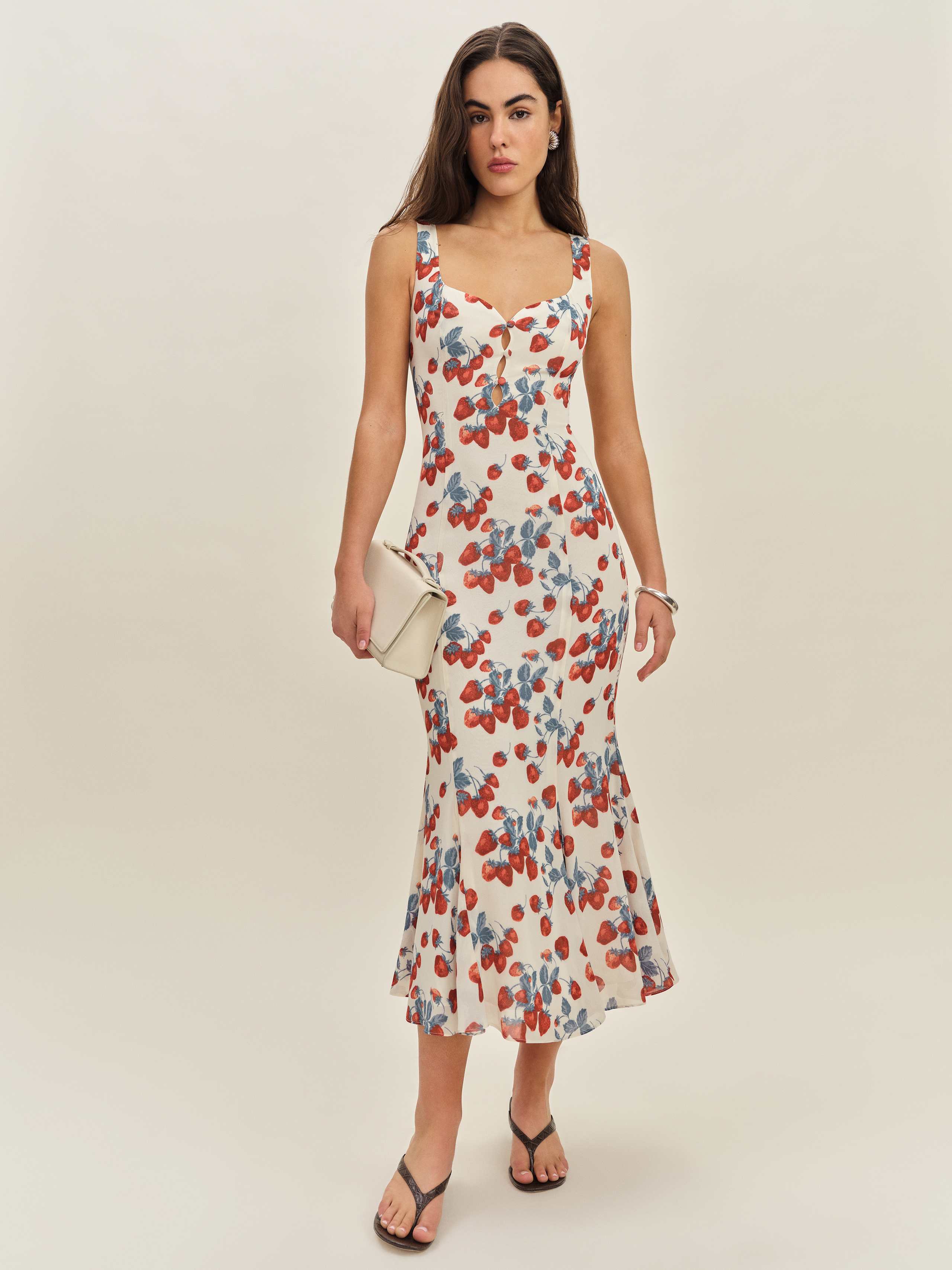 Reformation Laine Dress In Strawberry Jam