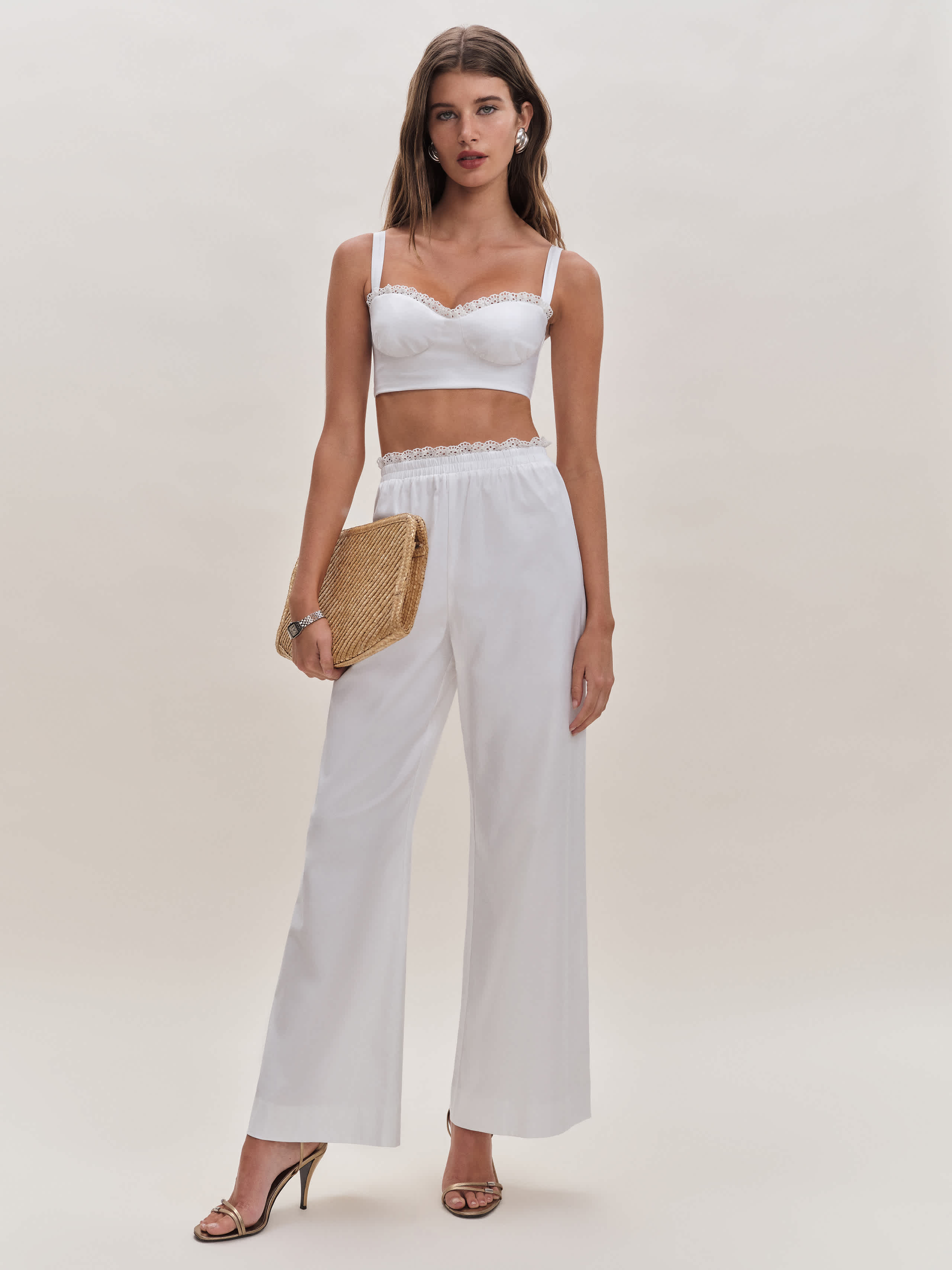 Shop Reformation Pippa Two Piece In Ivoire