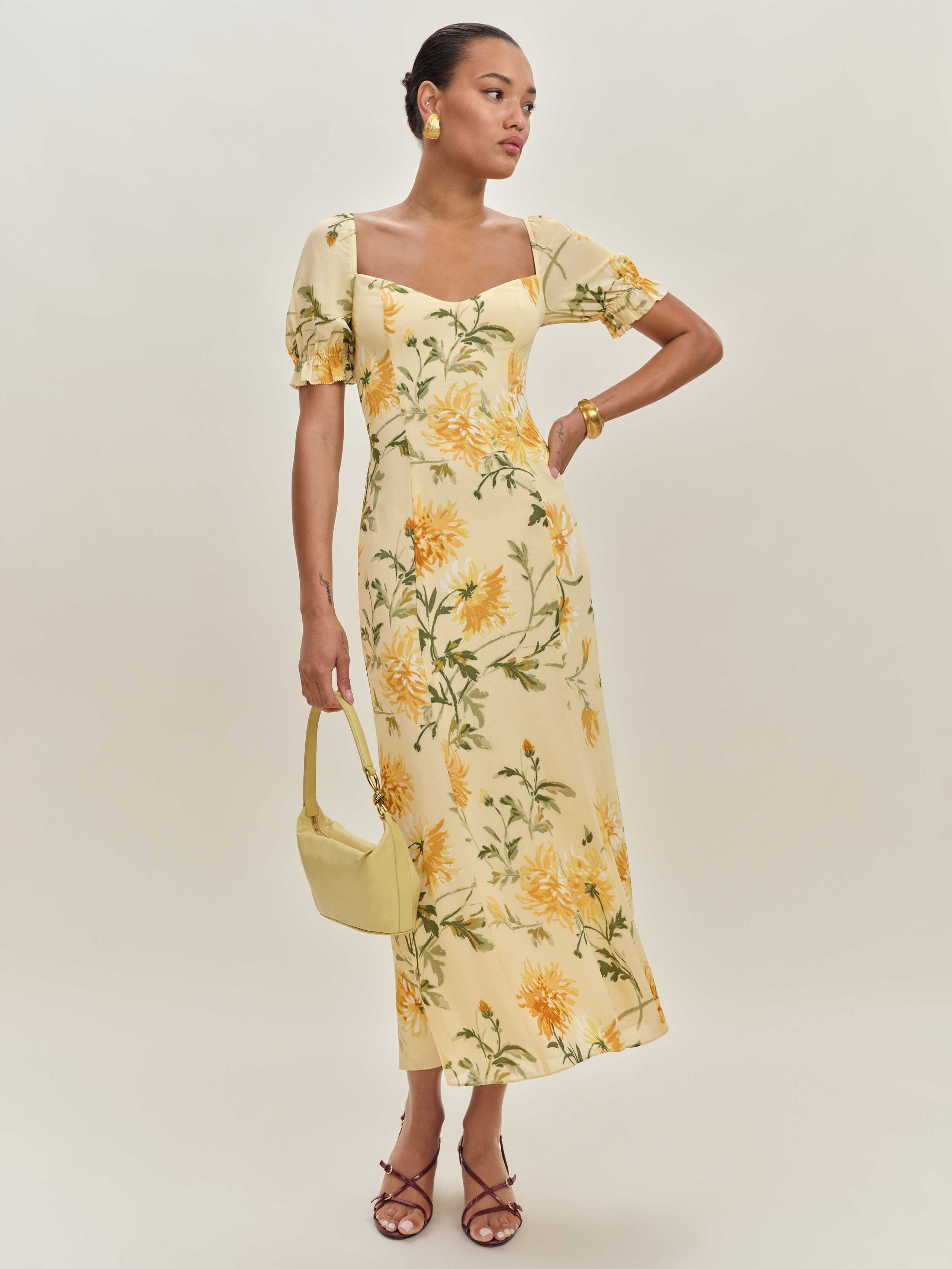 Reformation Gloria Dress In Jaune