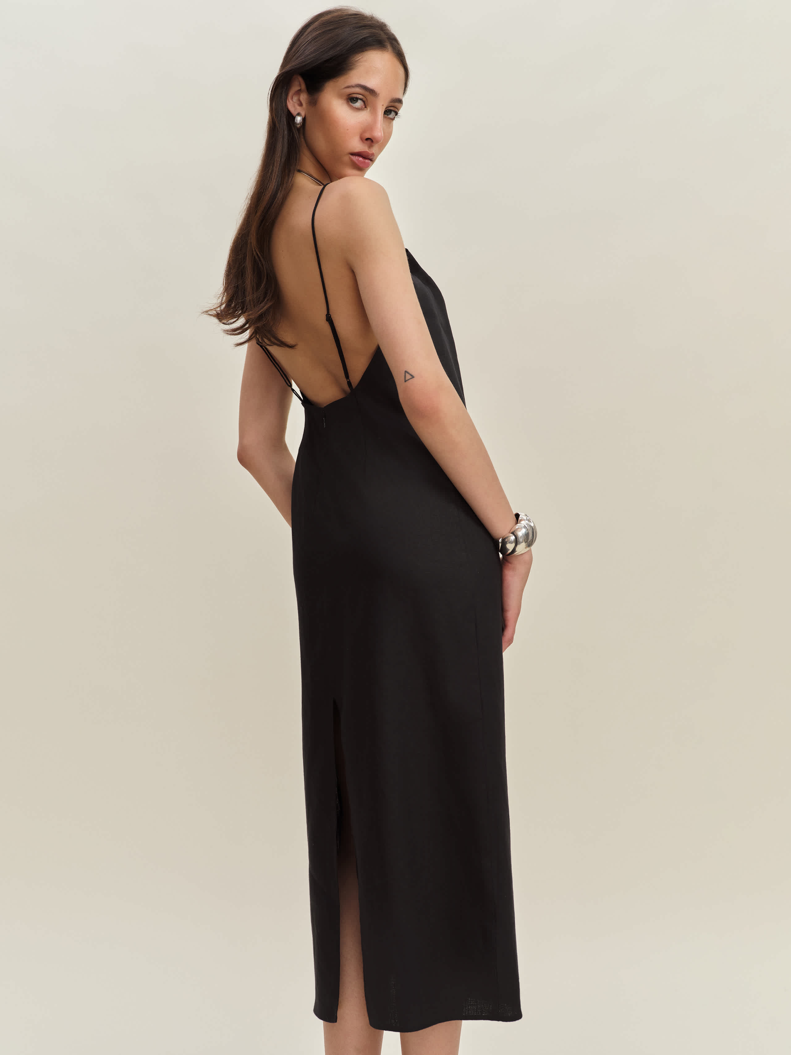 Reformation Gael Linen Dress In Black