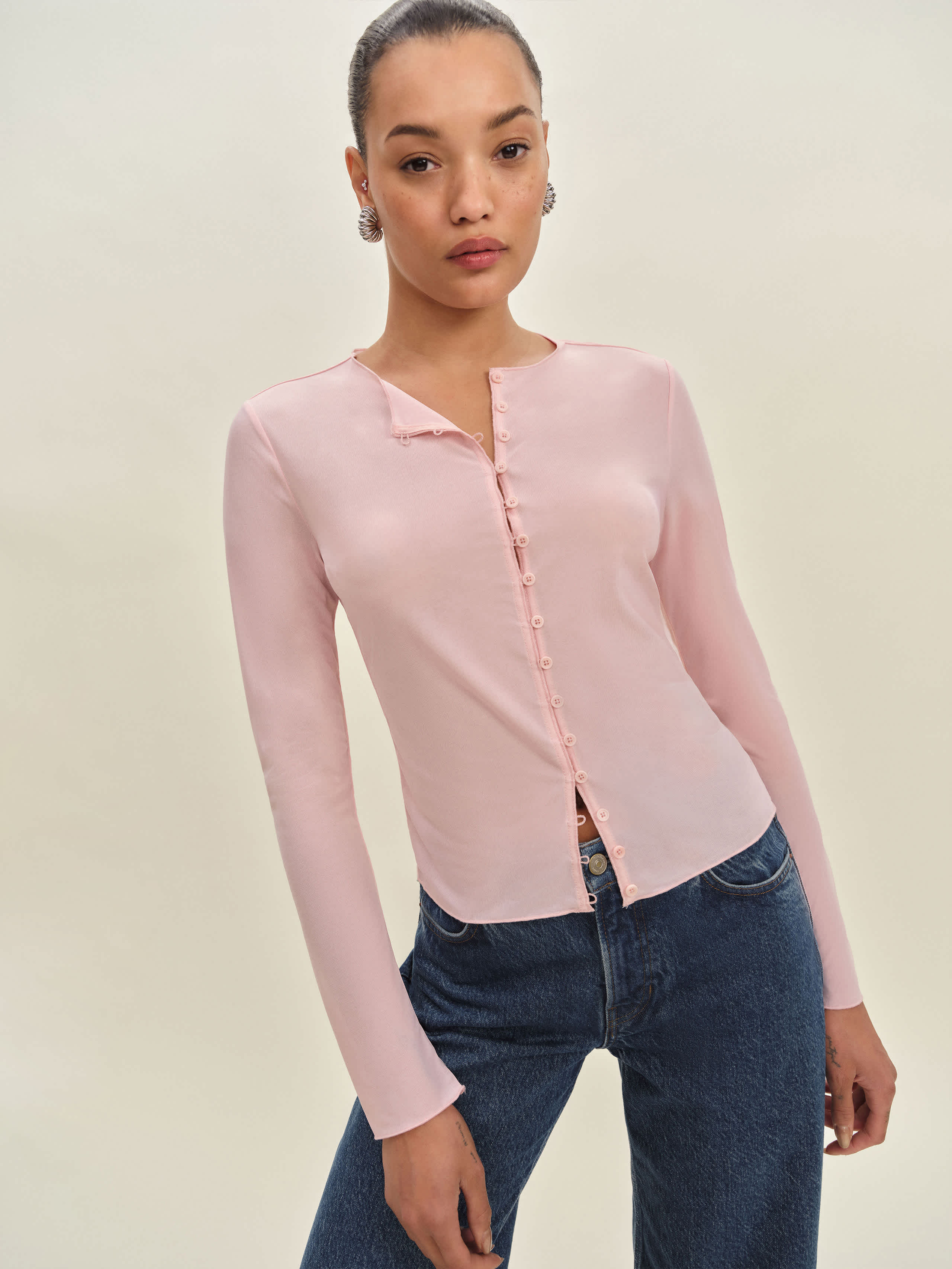 Reformation Val Knit Cardigan In Pink