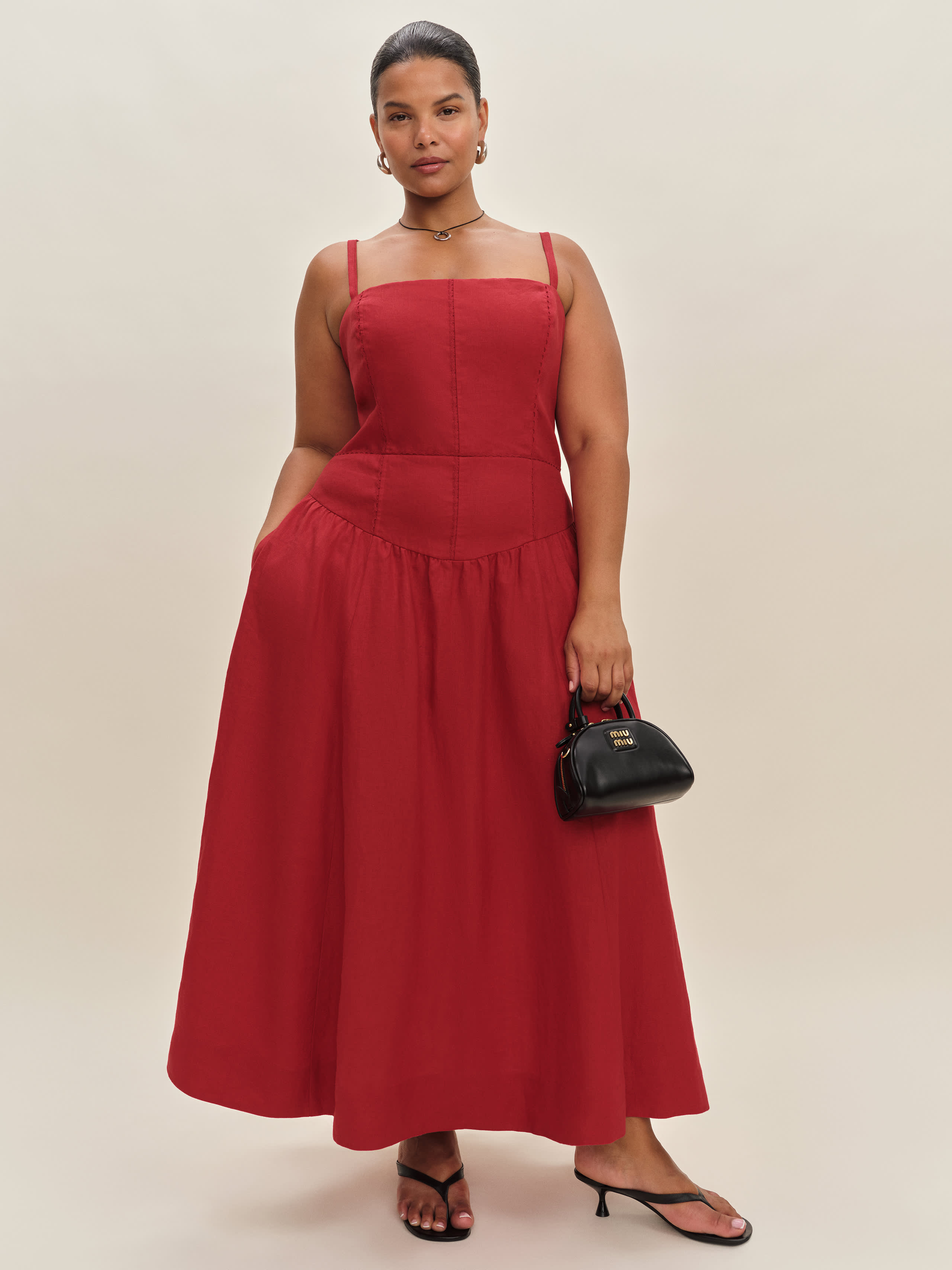 Reformation Katarin Linen Dress Es