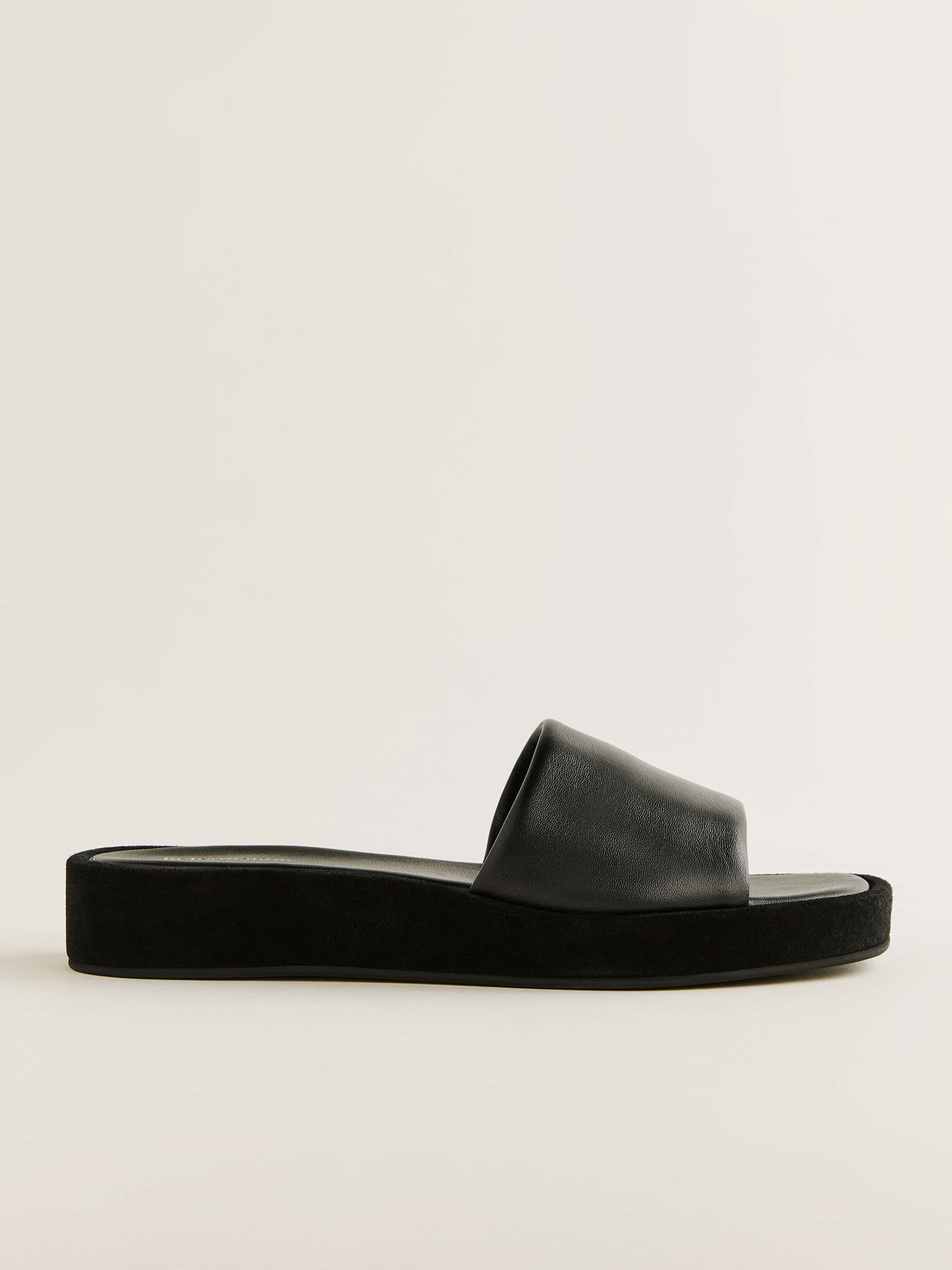 Reformation Esme Platform Sandal In Black Suede Leather