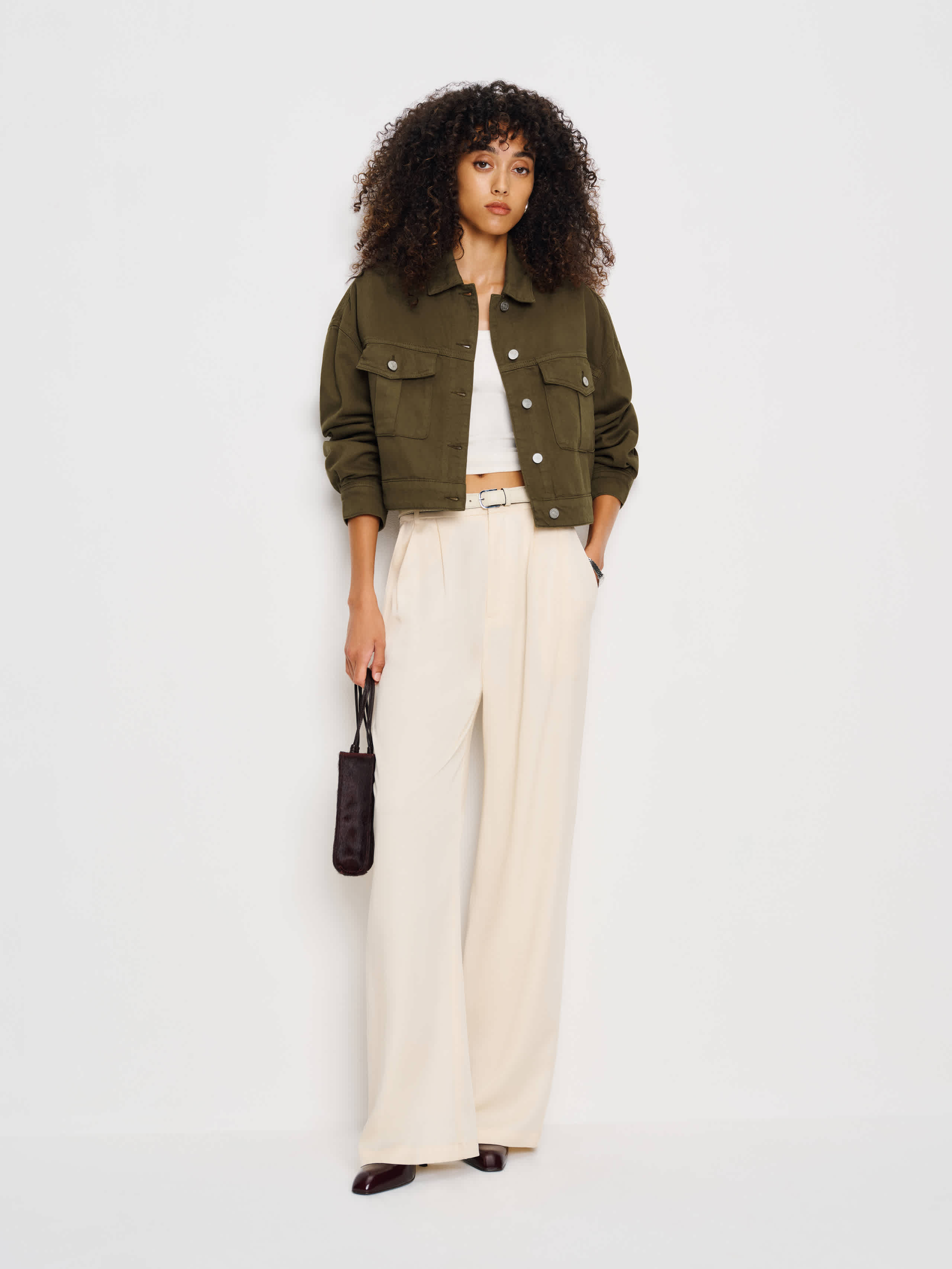 Reformation Hudson Military Twill Jacket In Green