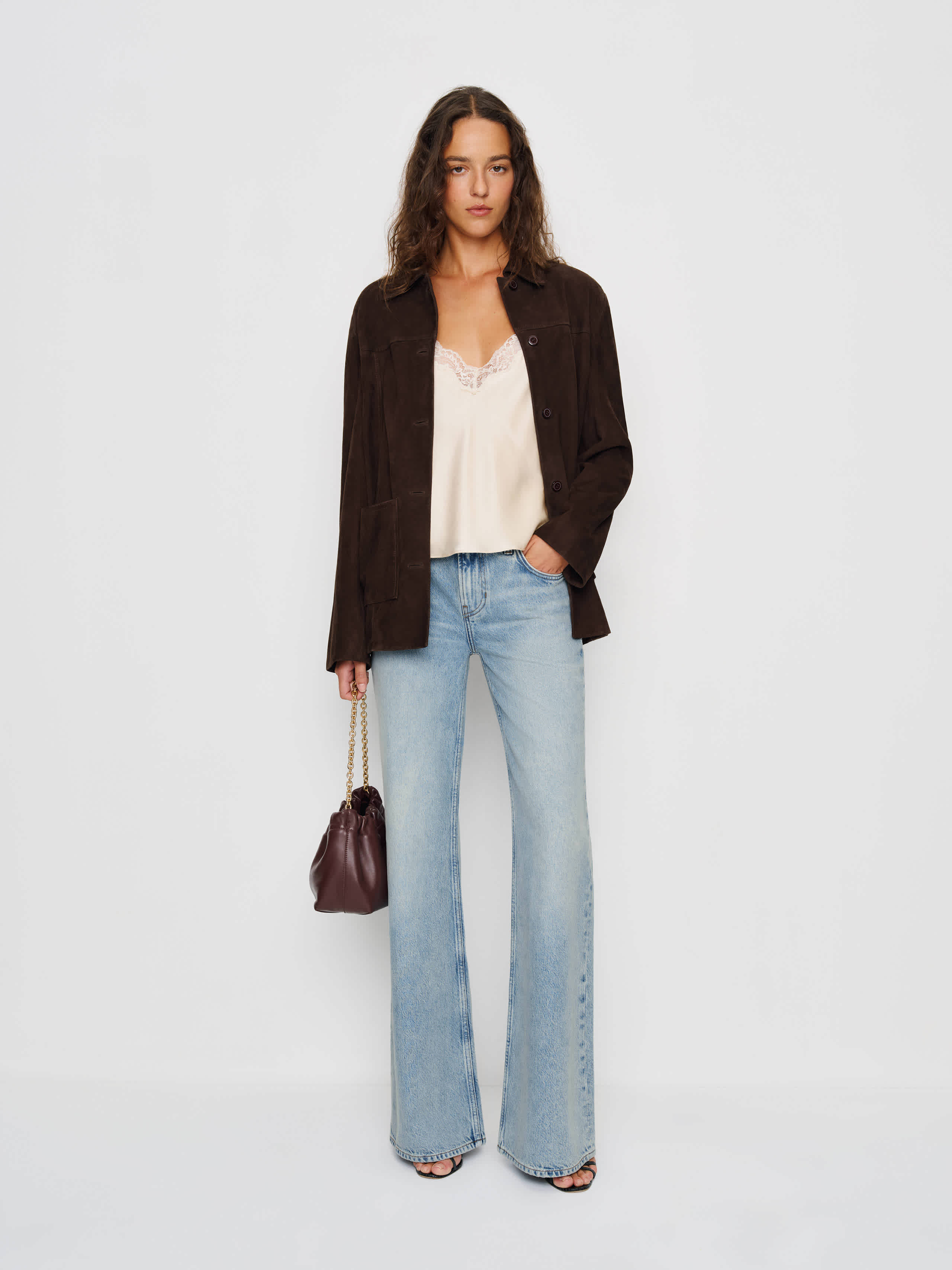 Reformation Kara Low Rise Loose Flare Jeans In Blue