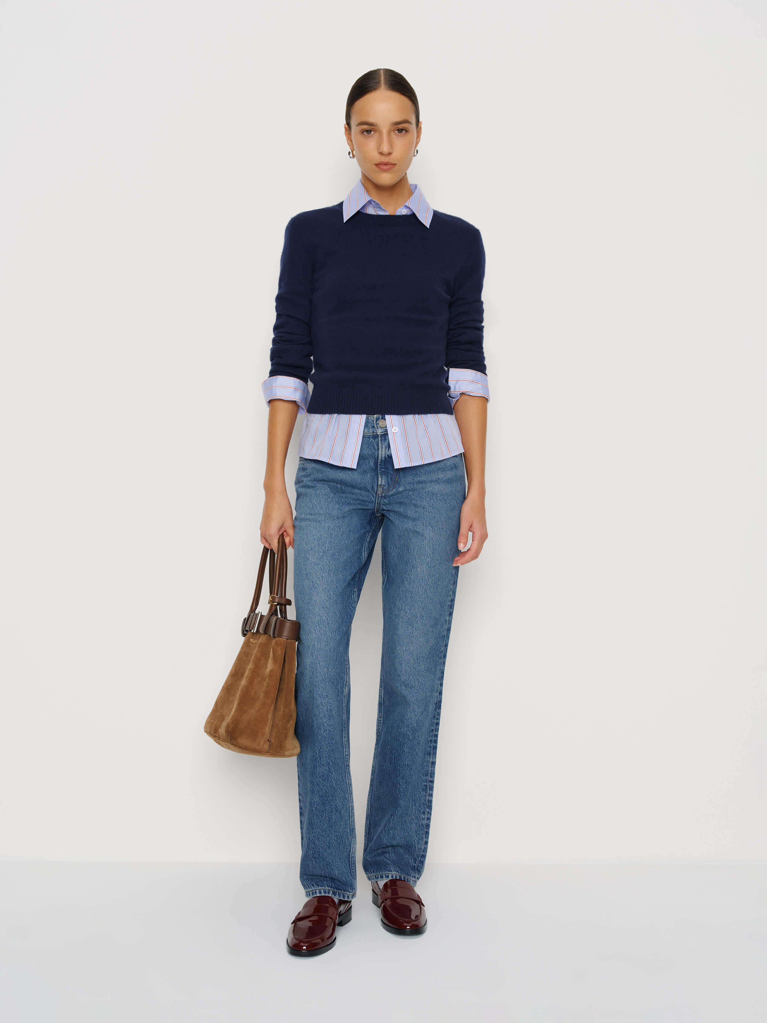 Reformation Greer Mid Rise Straight Jeans In Blue