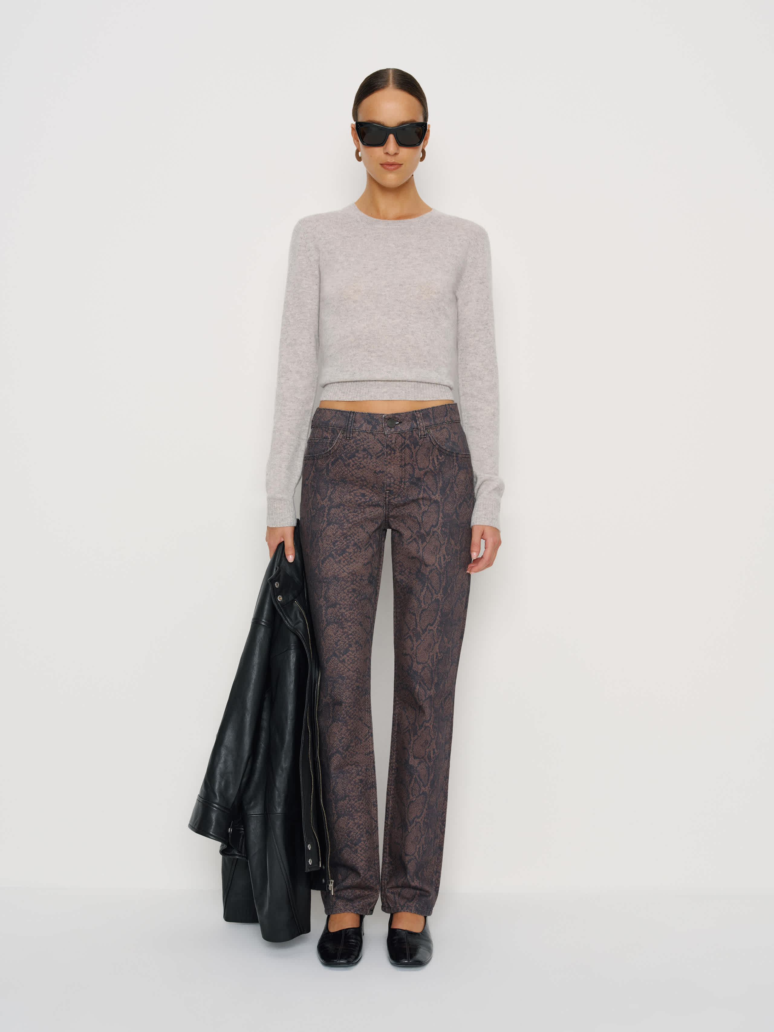 Reformation Greer Mid Rise Straight Jeans In Brown