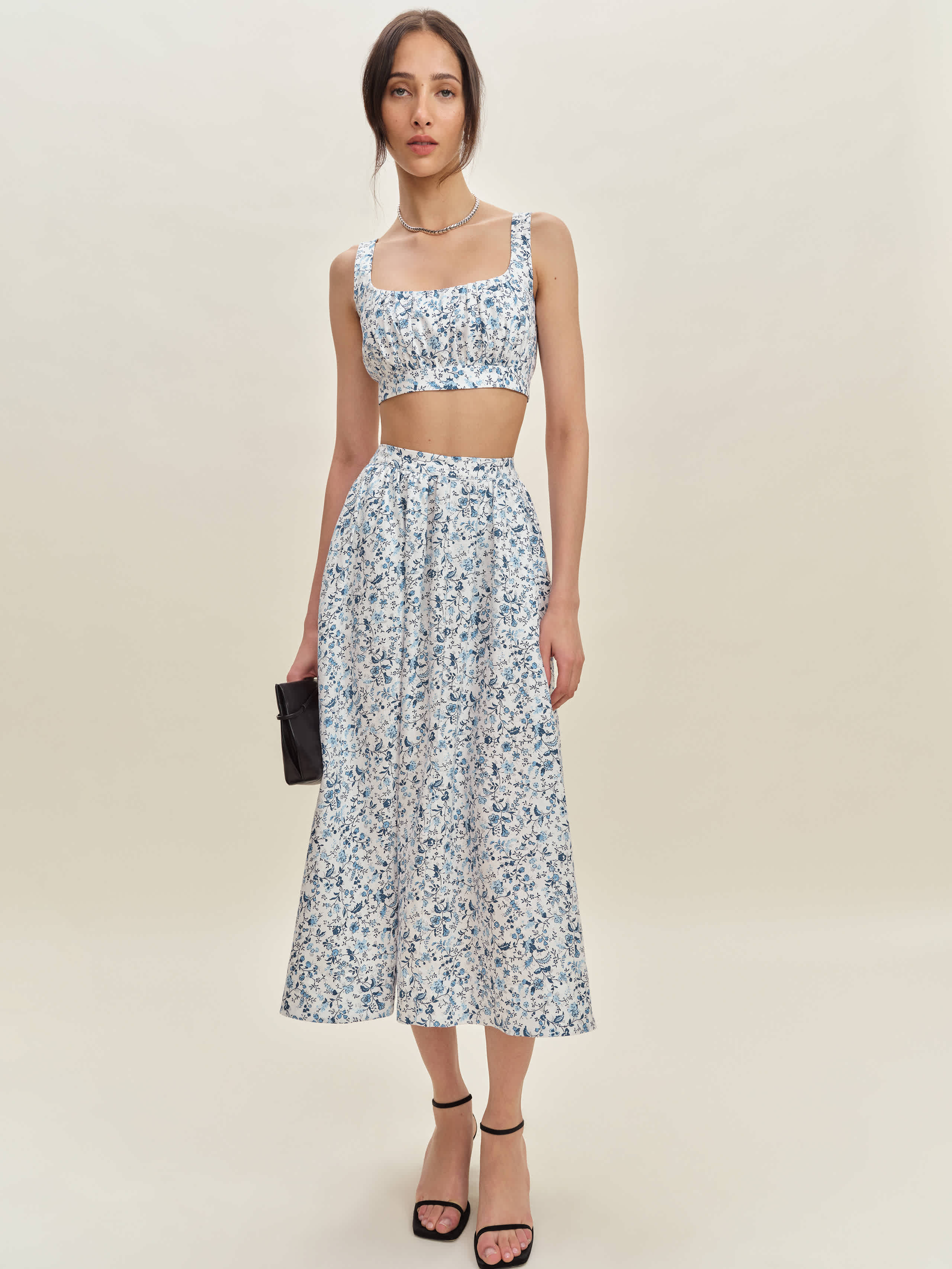 Reformation Shannon Linen Two Piece In Nile