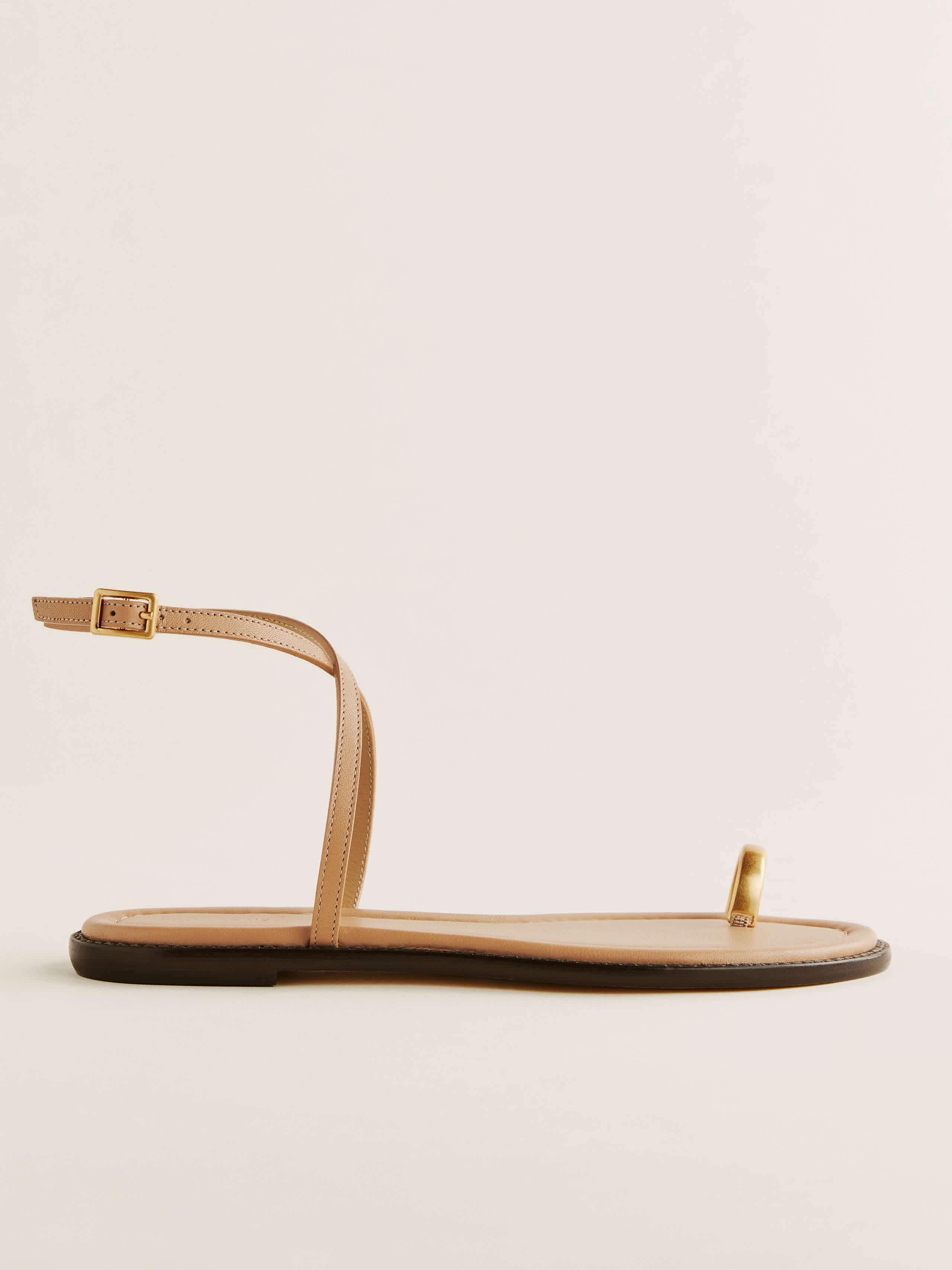 Reformation Cindy Flat Sandal In Buff Leather