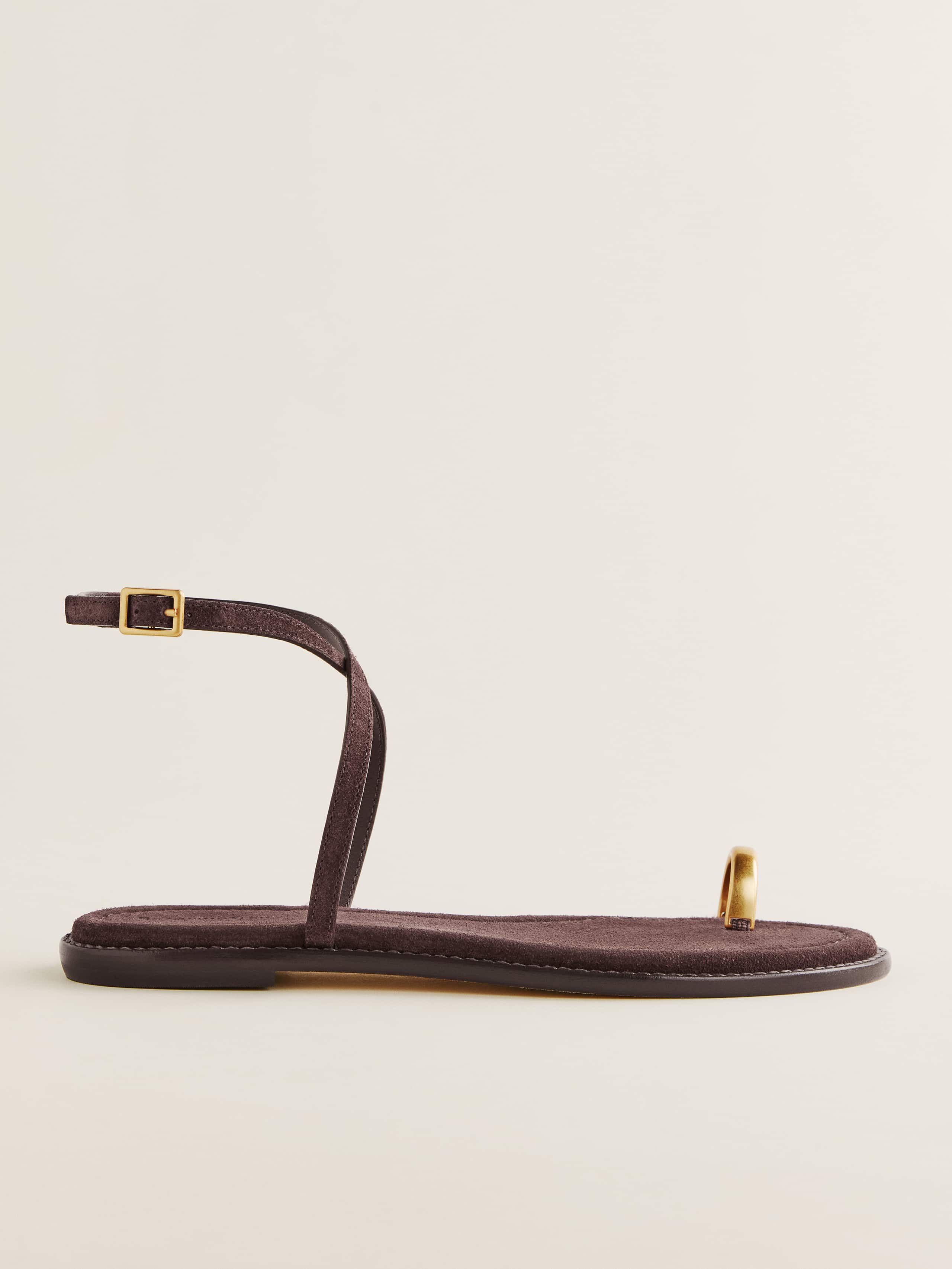 Reformation Cindy Flat Sandal In Espresso Suede