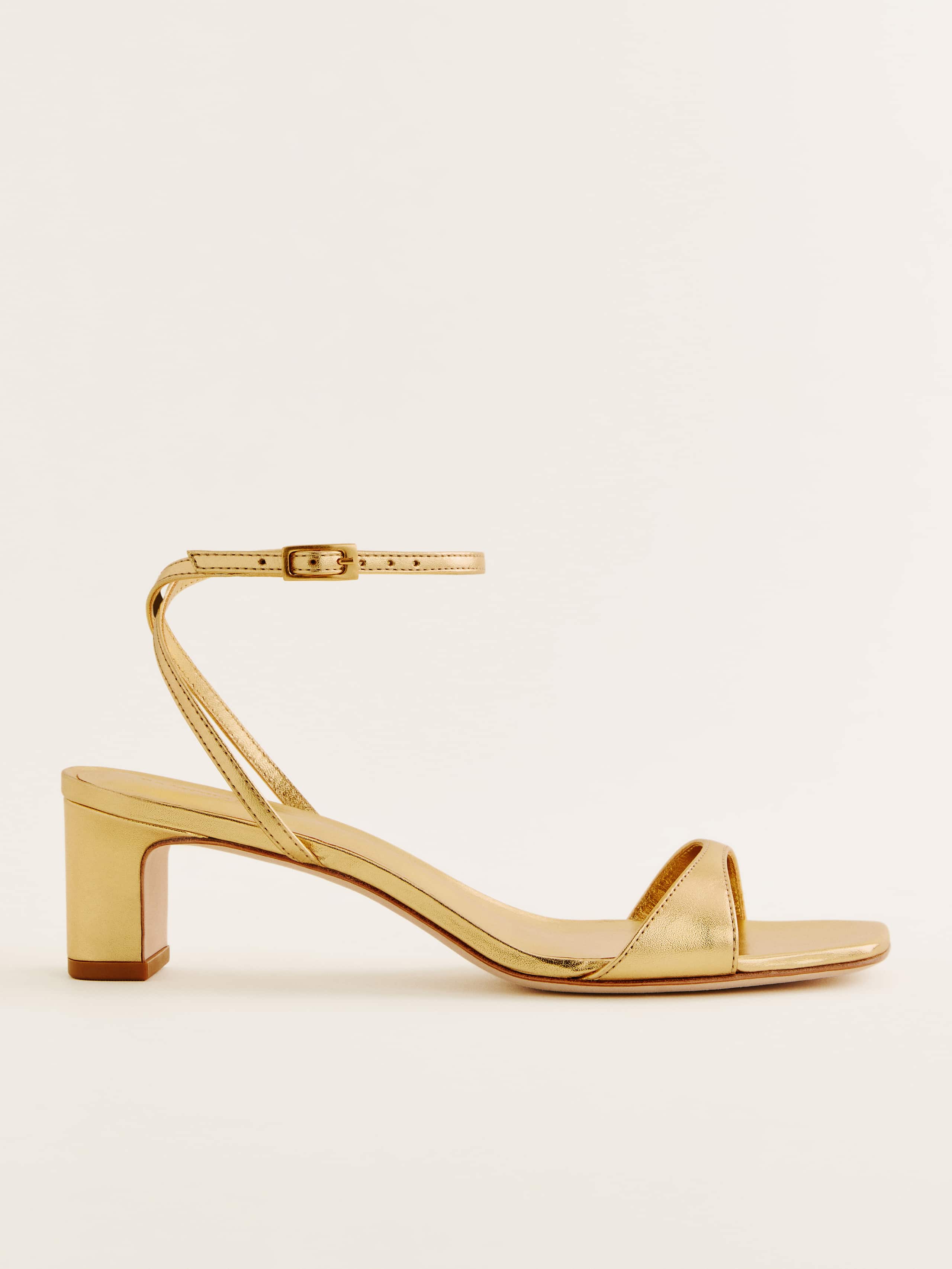 Reformation Sage Heeled Sandal In Vintage Gold