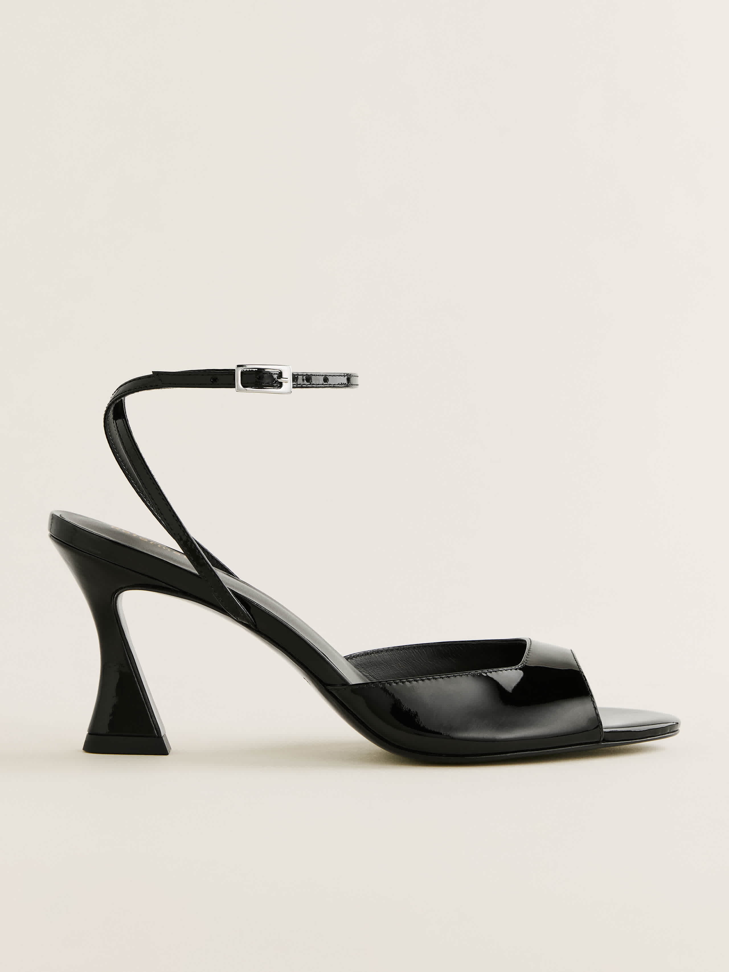 Reformation Noey Heeled Sandal In Black Patent