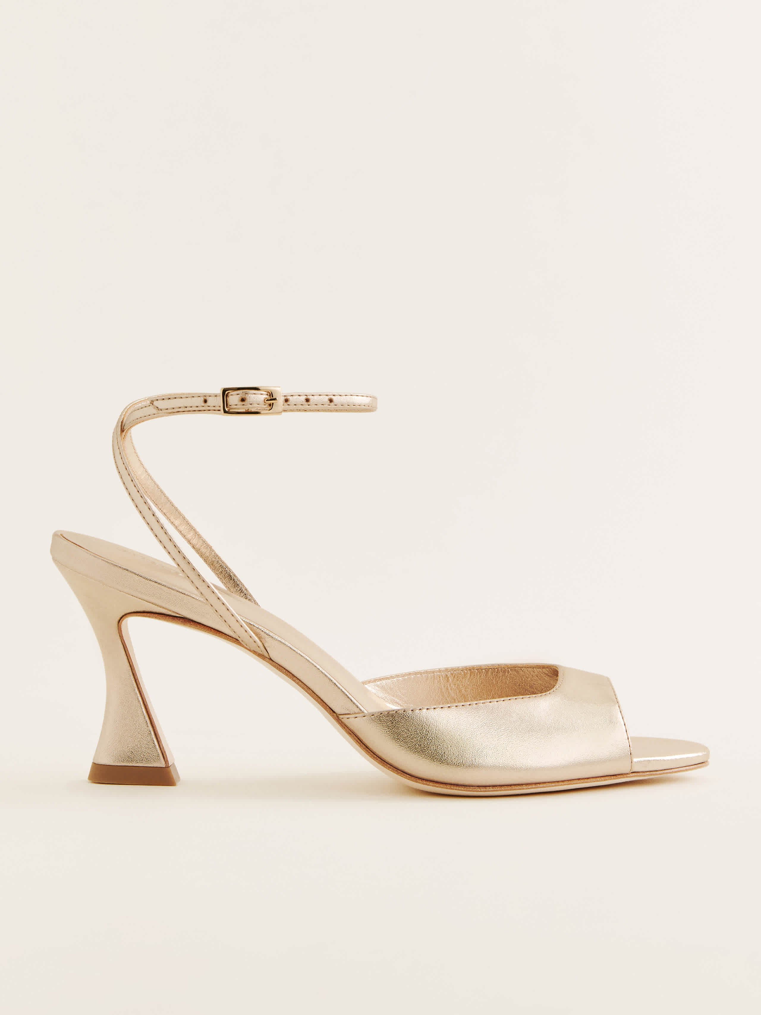 Reformation Noey Heeled Sandal In Gold