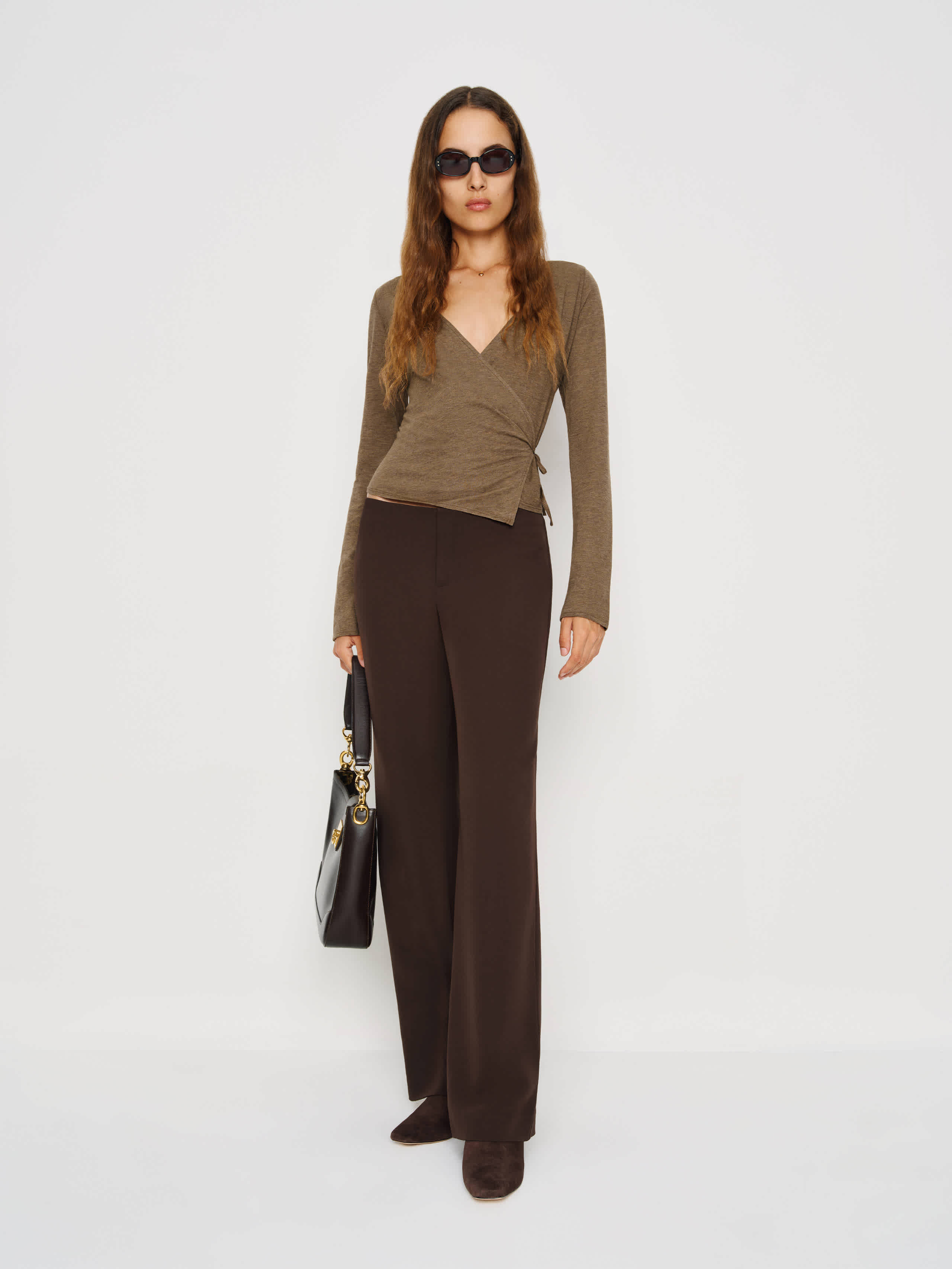 Reformation Perrin Knit Top In Brown