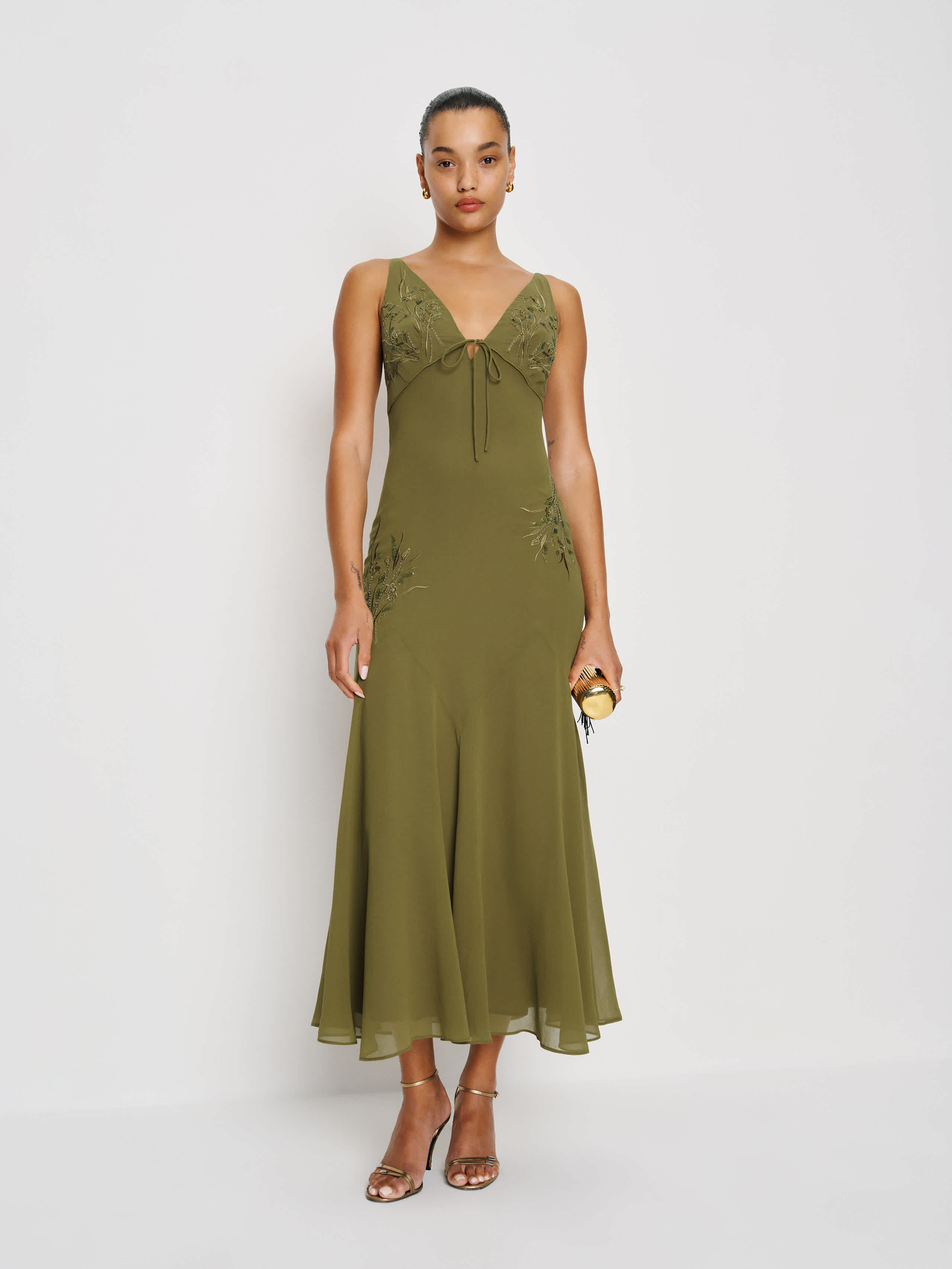 Reformation Ziva Dress In Green