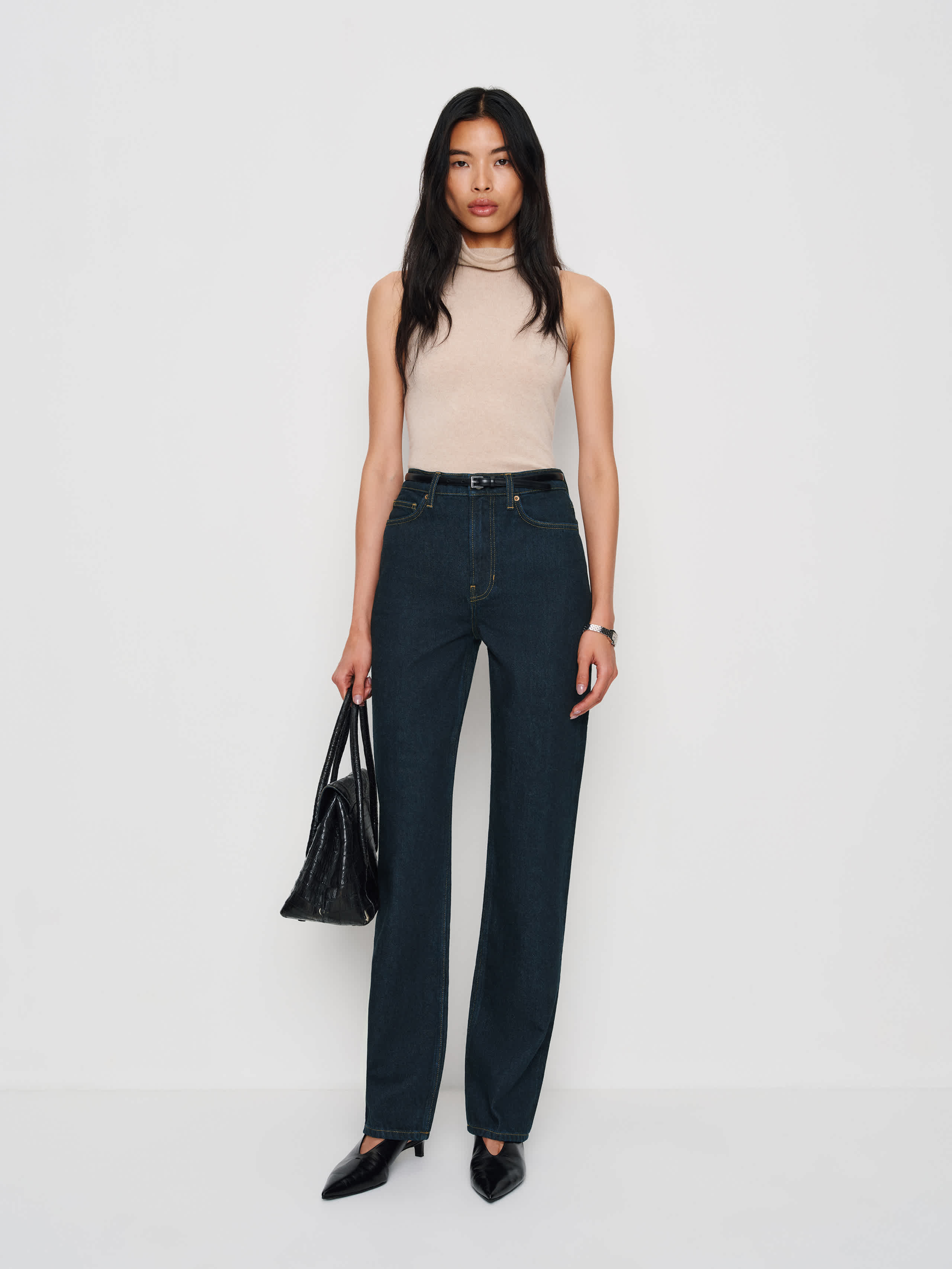 Reformation Harriet High Rise Relaxed Straight Jeans In Blue
