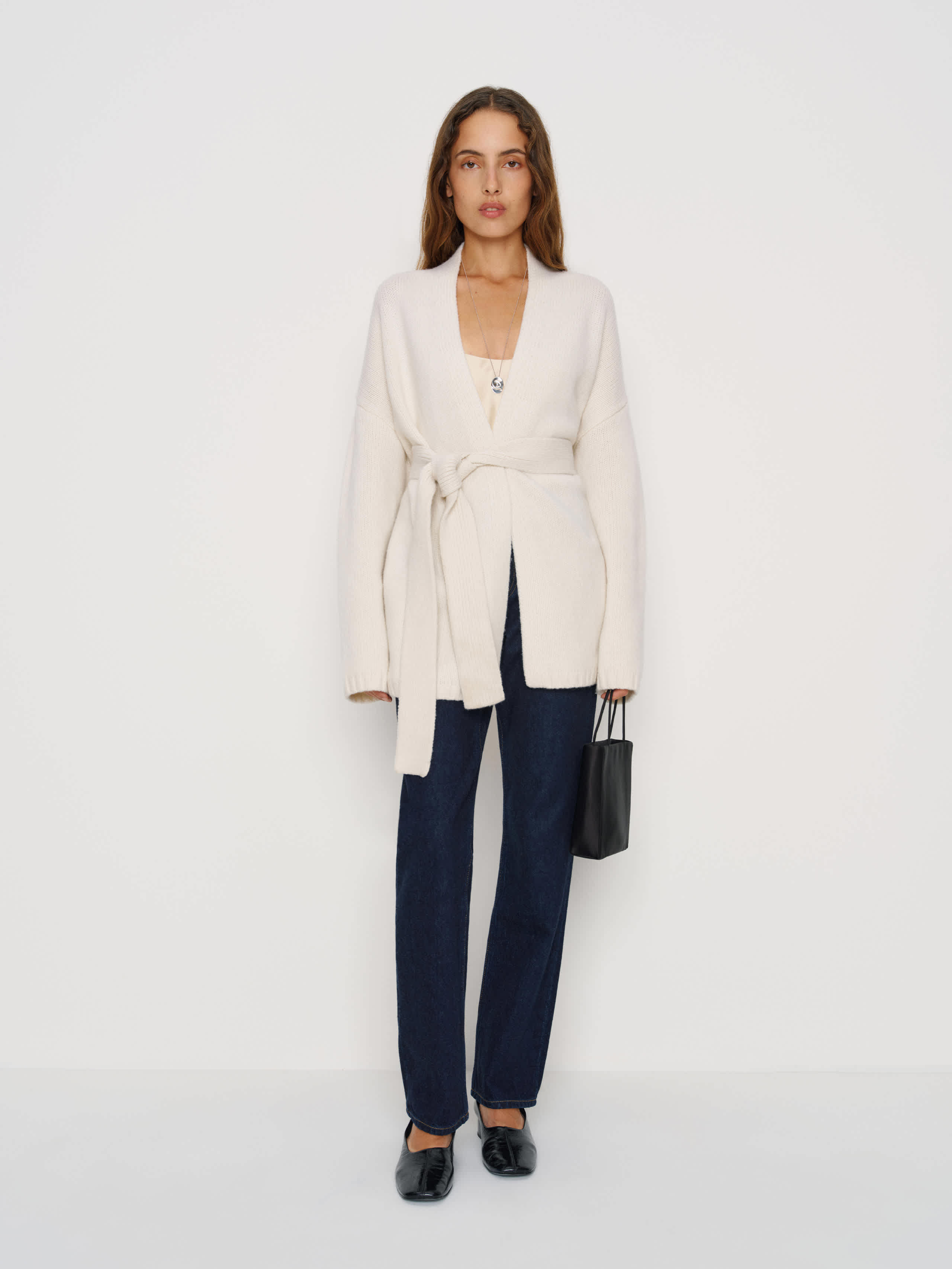 Reformation Meg Wrap Sweater Coat In White