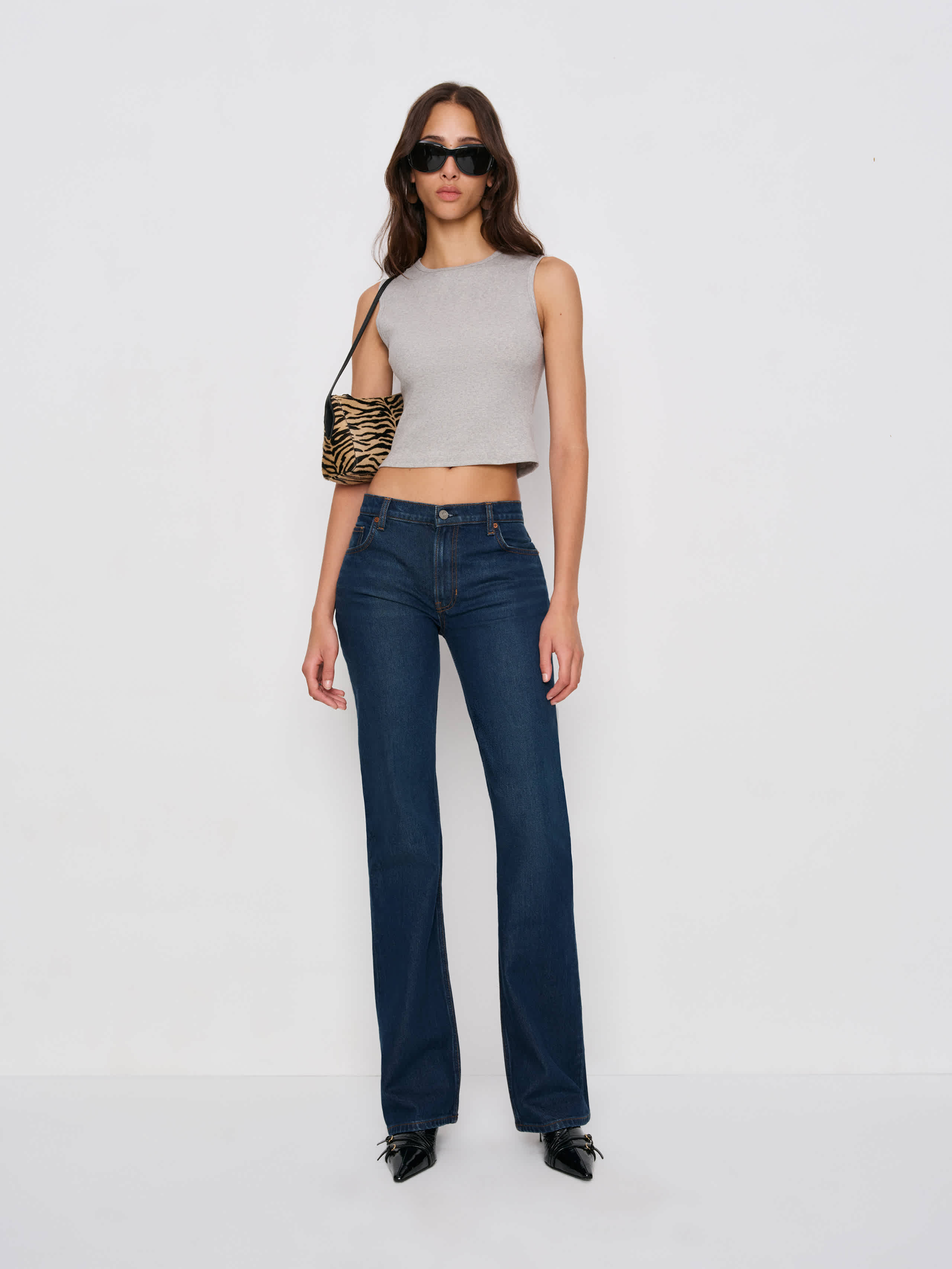 Reformation Sharon Stretch Mid Rise Bootcut Jeans In Gray