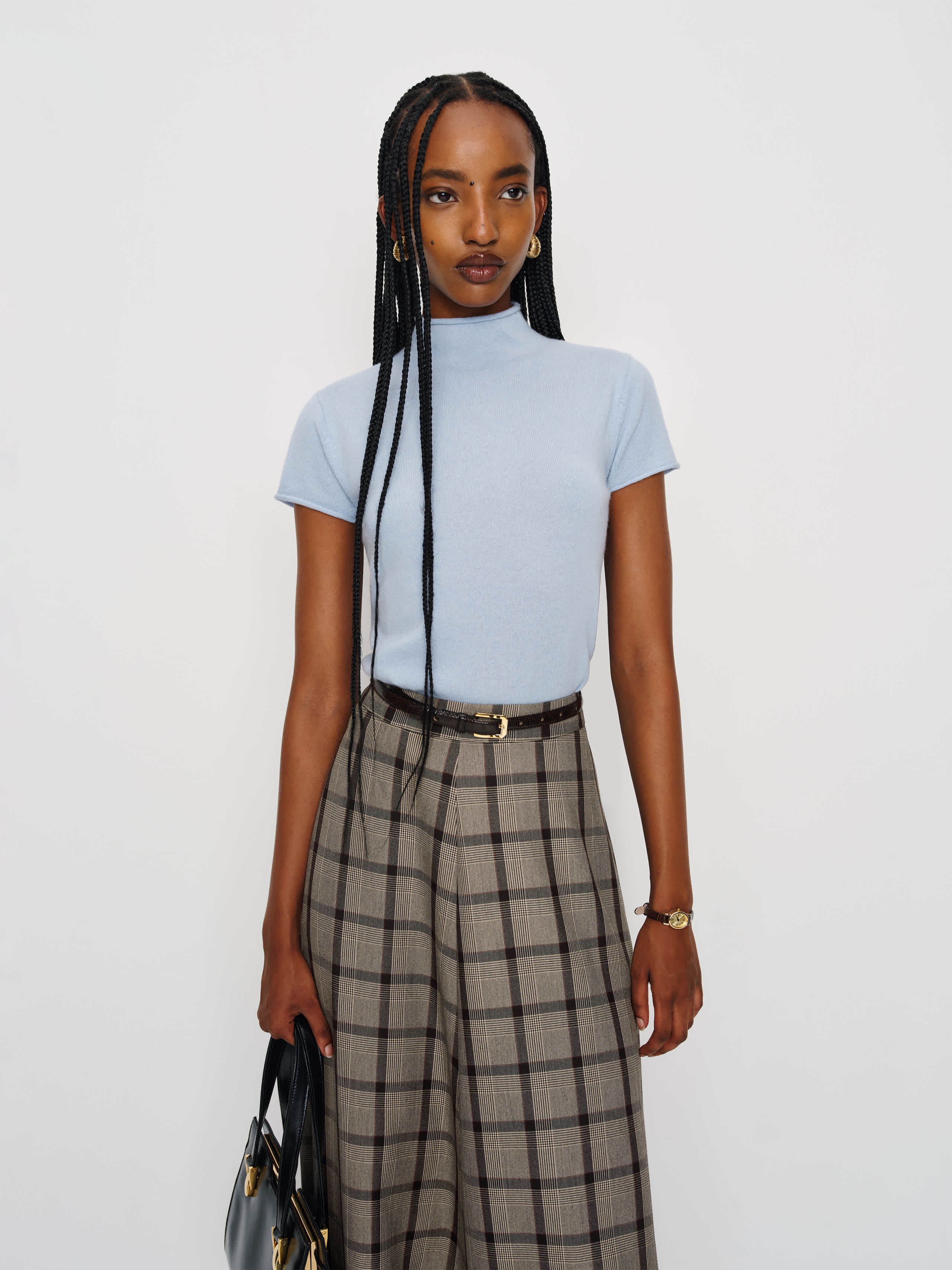 Reformation Harvest Thread Cashmere Mock Neck In Blue