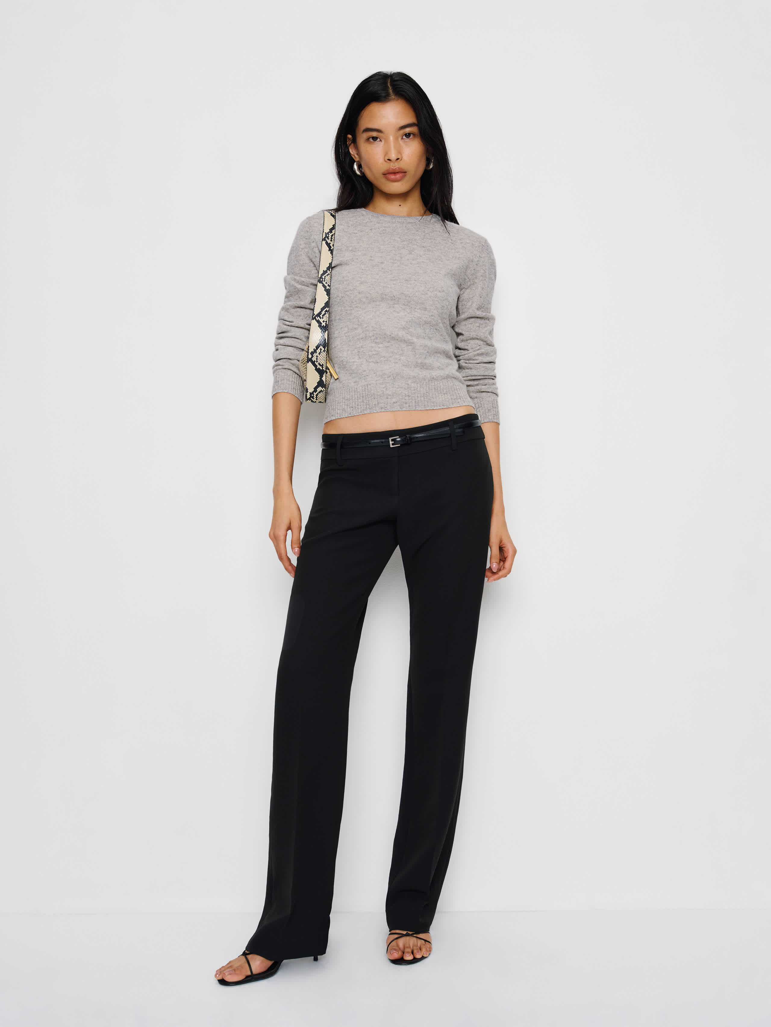 Reformation Lian Cashmere Crew Sweater In Gray
