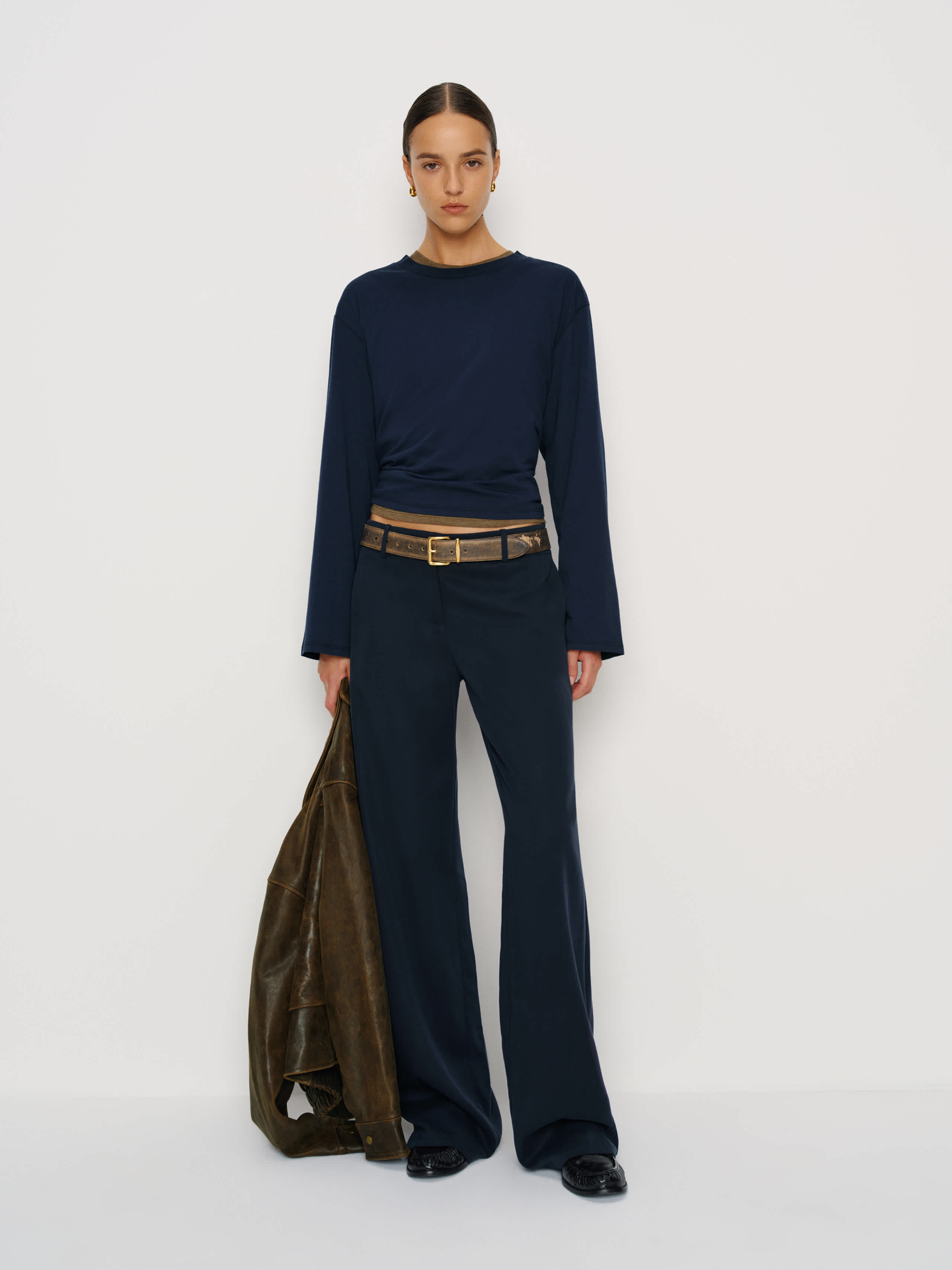 Reformation Gisele Low Rise Pant In Blue