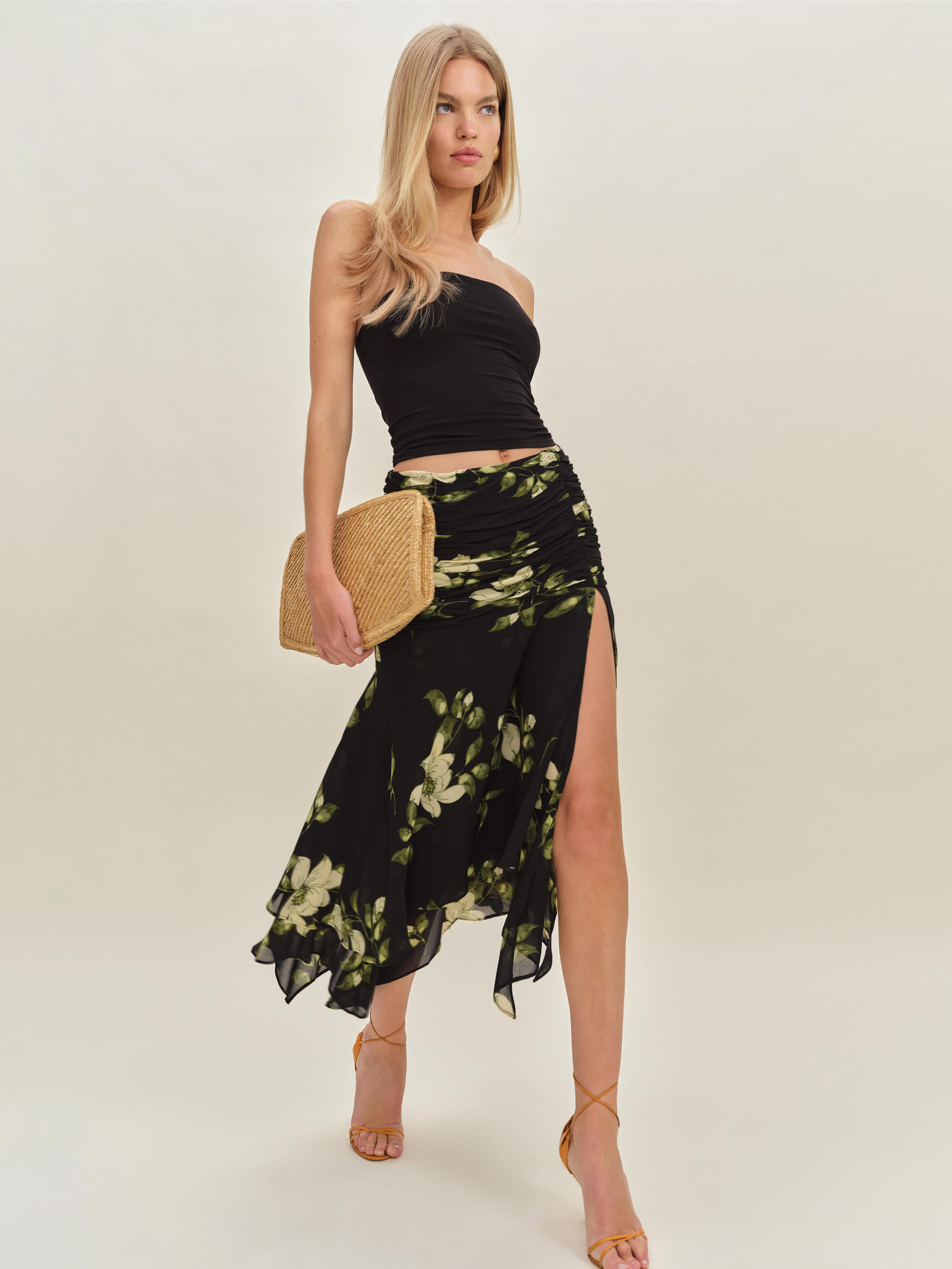 Reformation Julianna Low Waist Skirt In Black