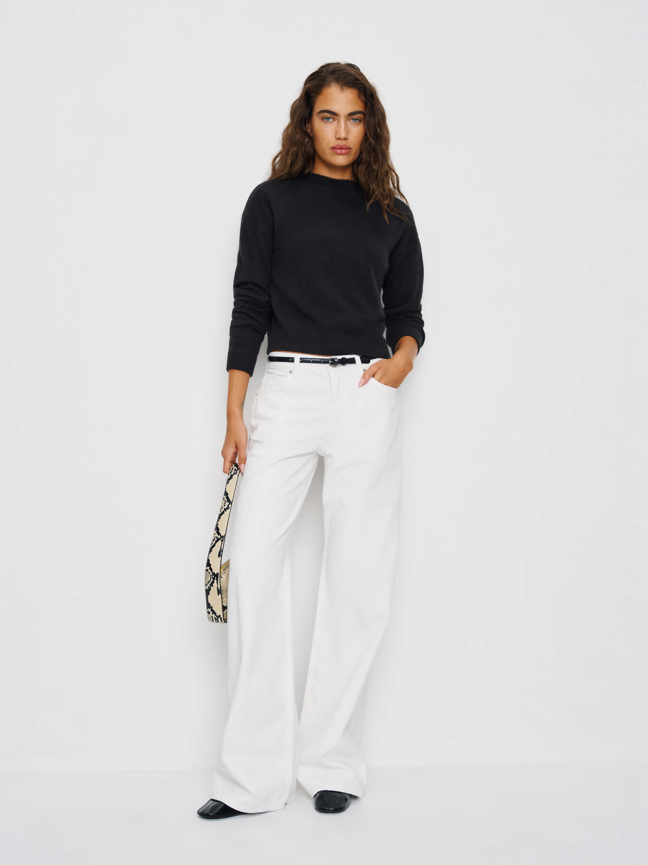 Reformation Monique Cashmere Mockneck In Black