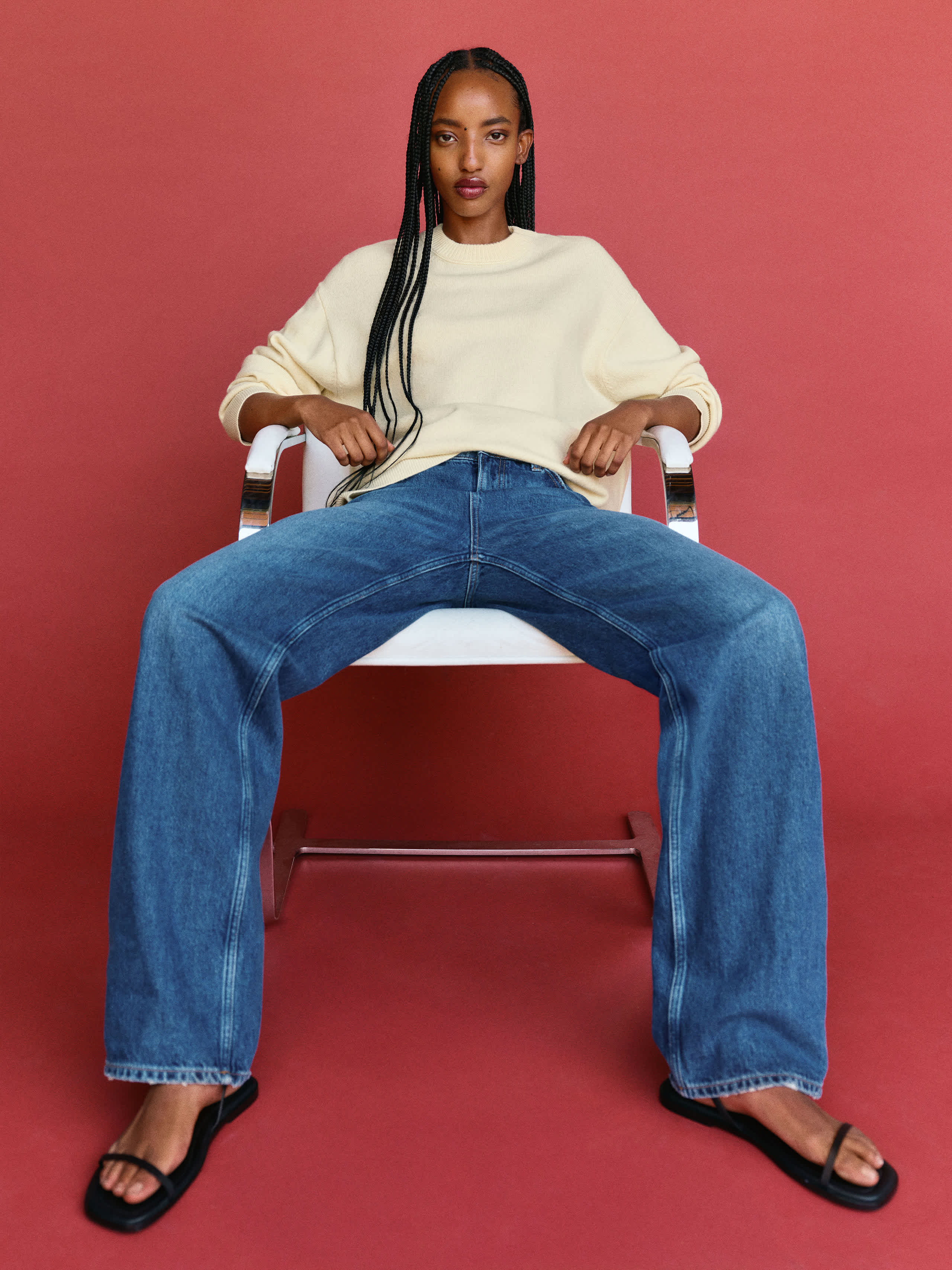 Reformation Fabian Regenerative Wool Crew In White