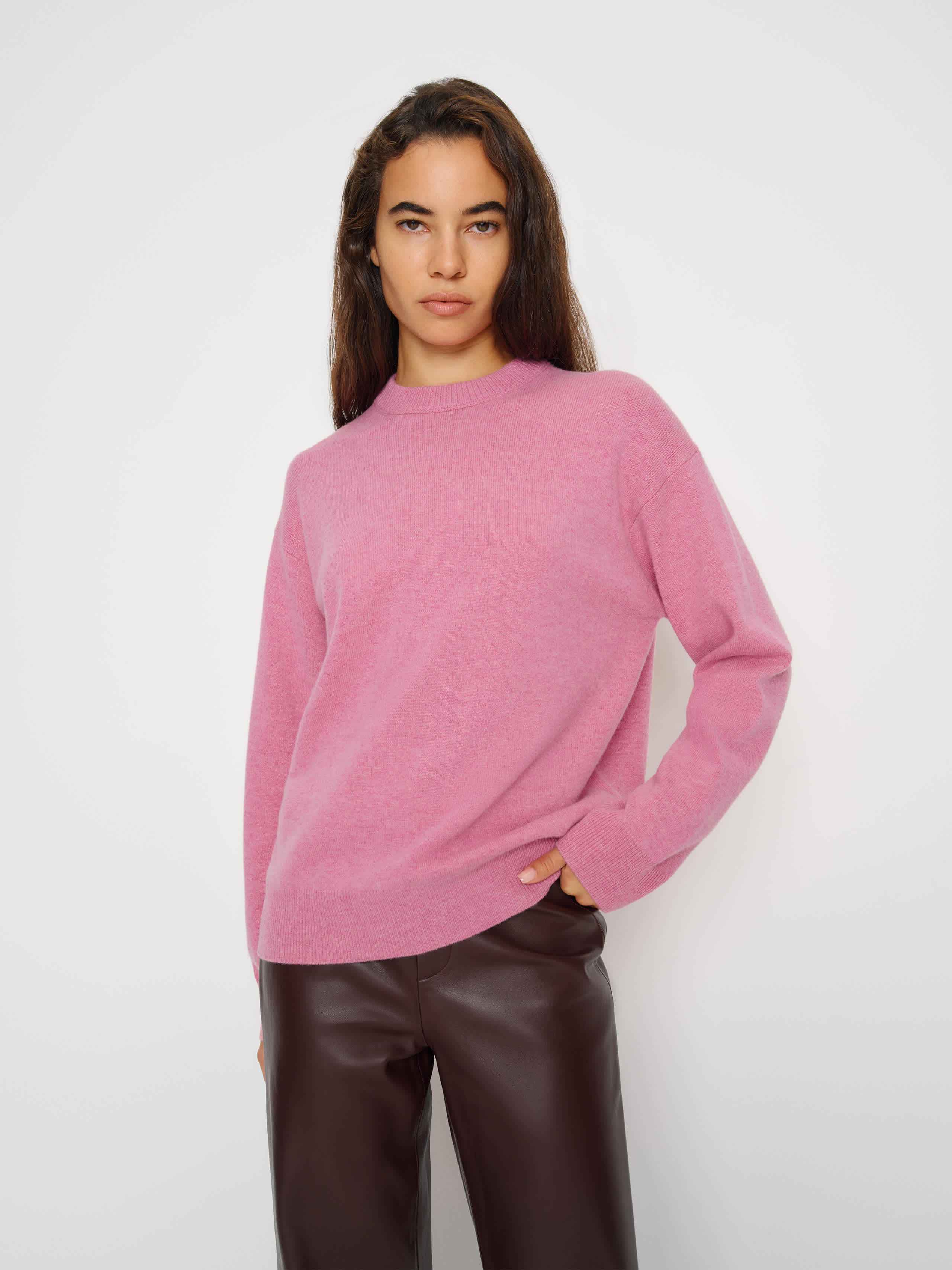 Reformation Fabian Regenerative Wool Crew In Pink