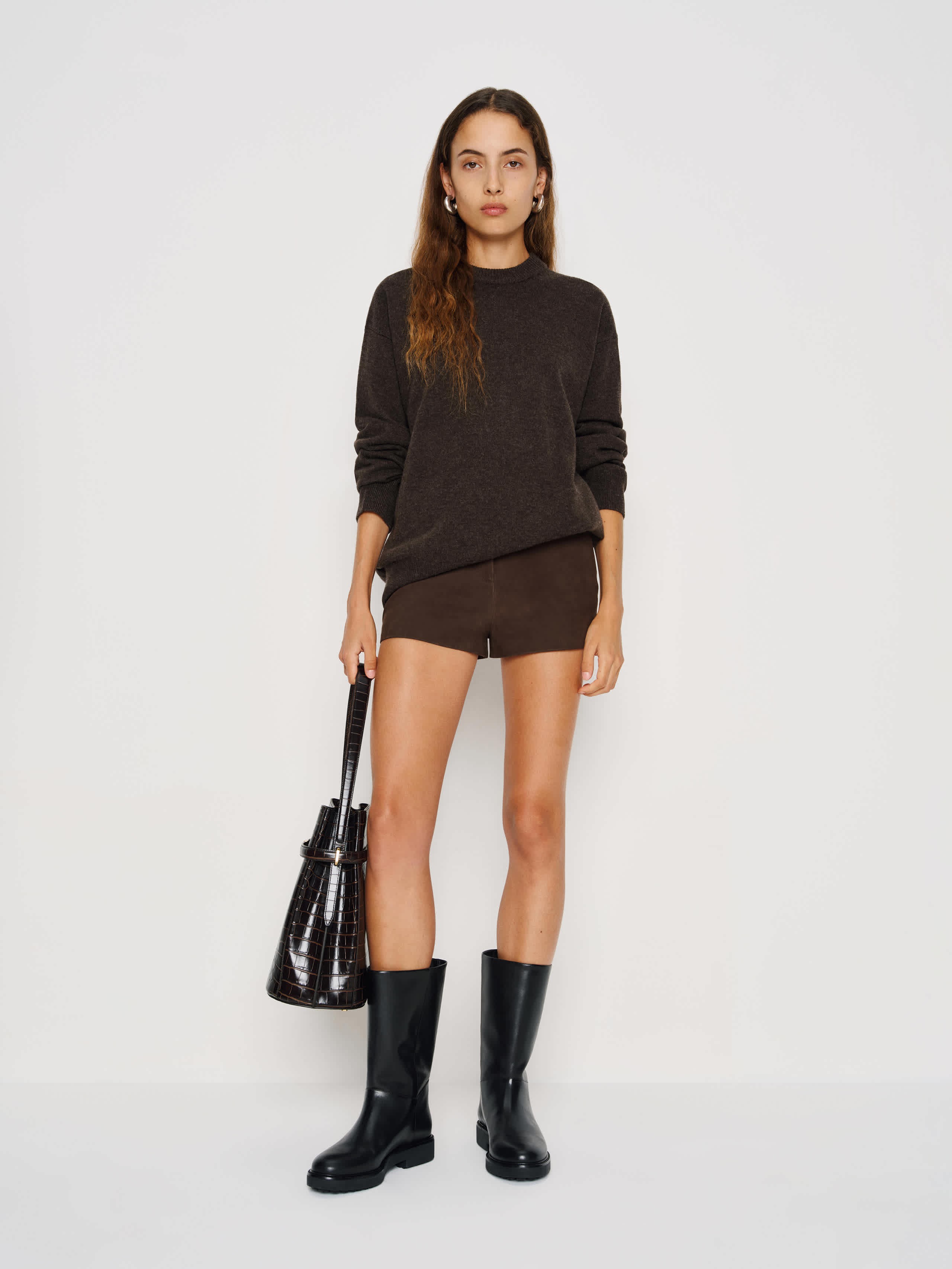 Reformation Fabian Regenerative Wool Crew In Brown