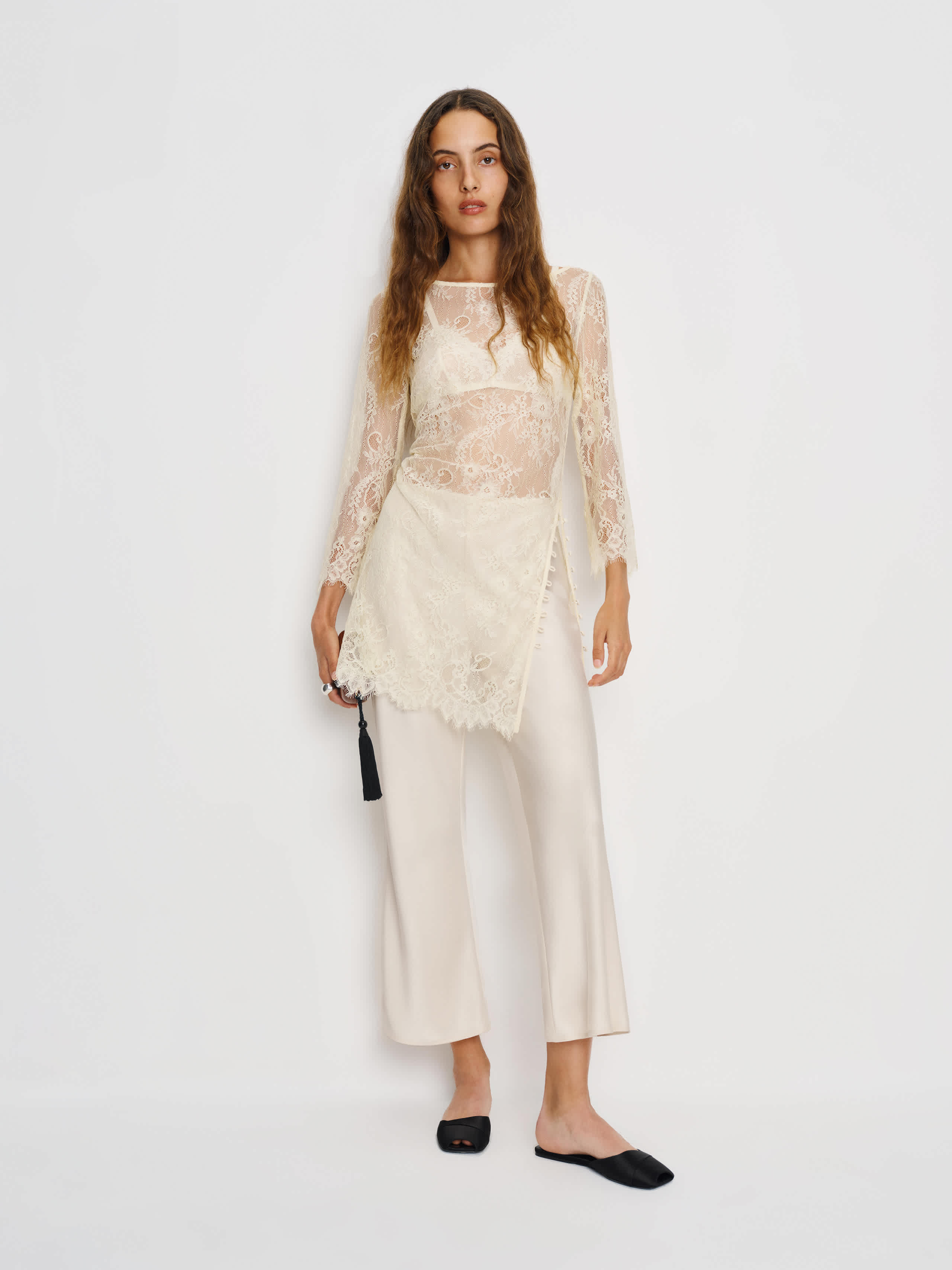 Reformation Gale Mid Rise Capri Pant In Neutral