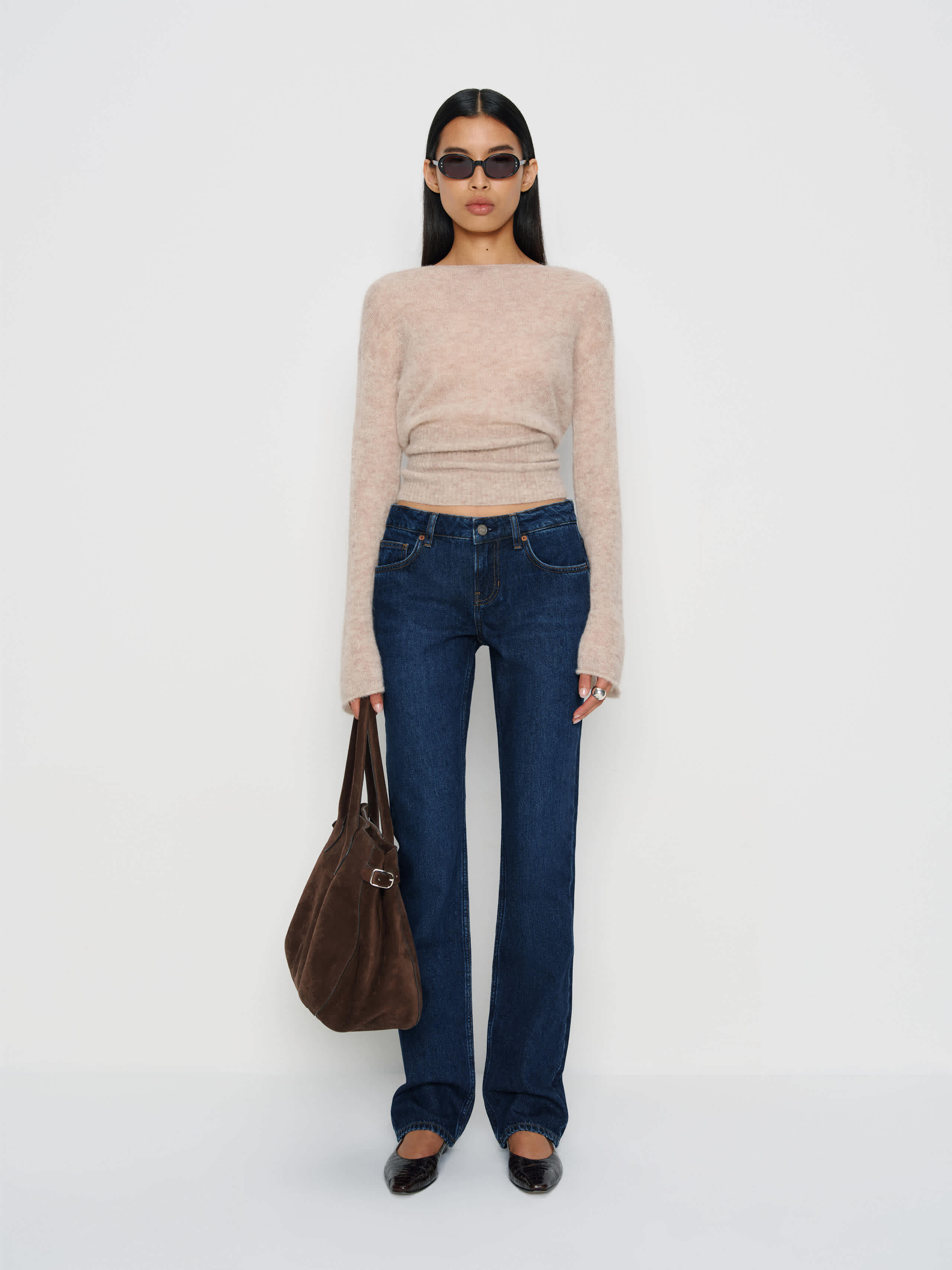 Reformation Jade Low Rise Straight Leg Jeans In Blue