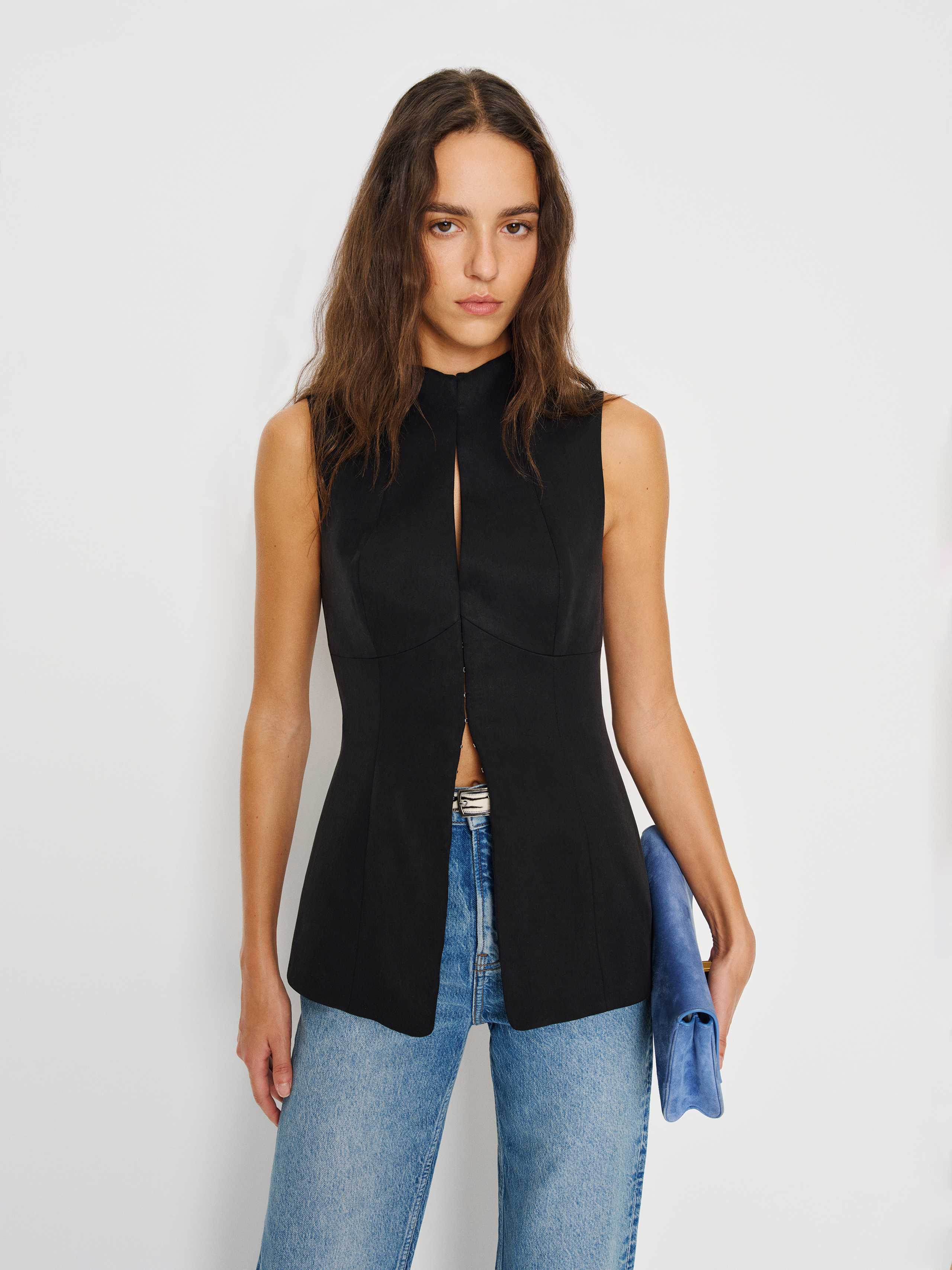 Reformation Esena Vest In Black
