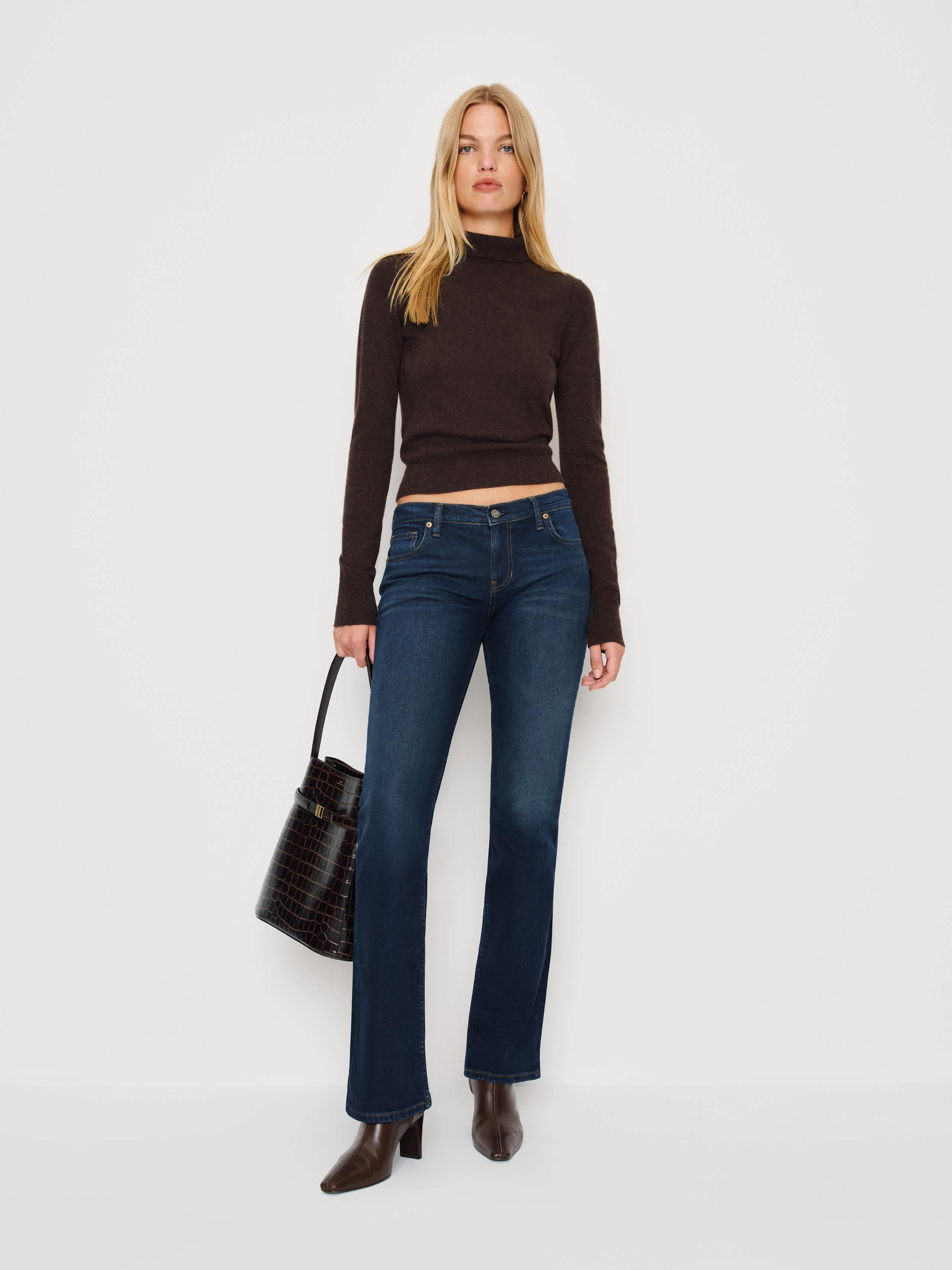 Reformation Naomi Super Stretch Low Rise Bootcut Jeans In Blue