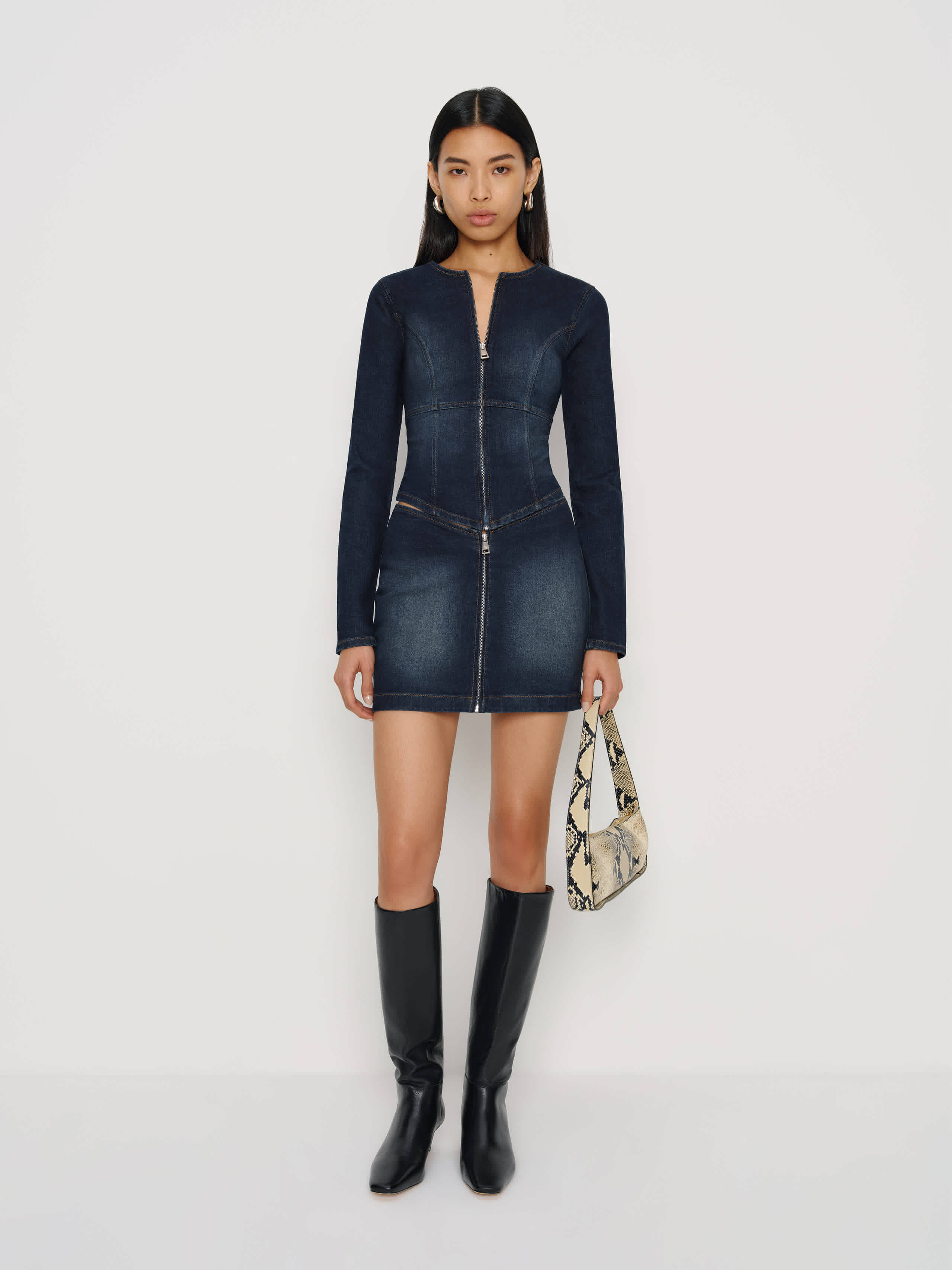 Reformation Sunna Super Stretch Denim Mini Skirt In Blue