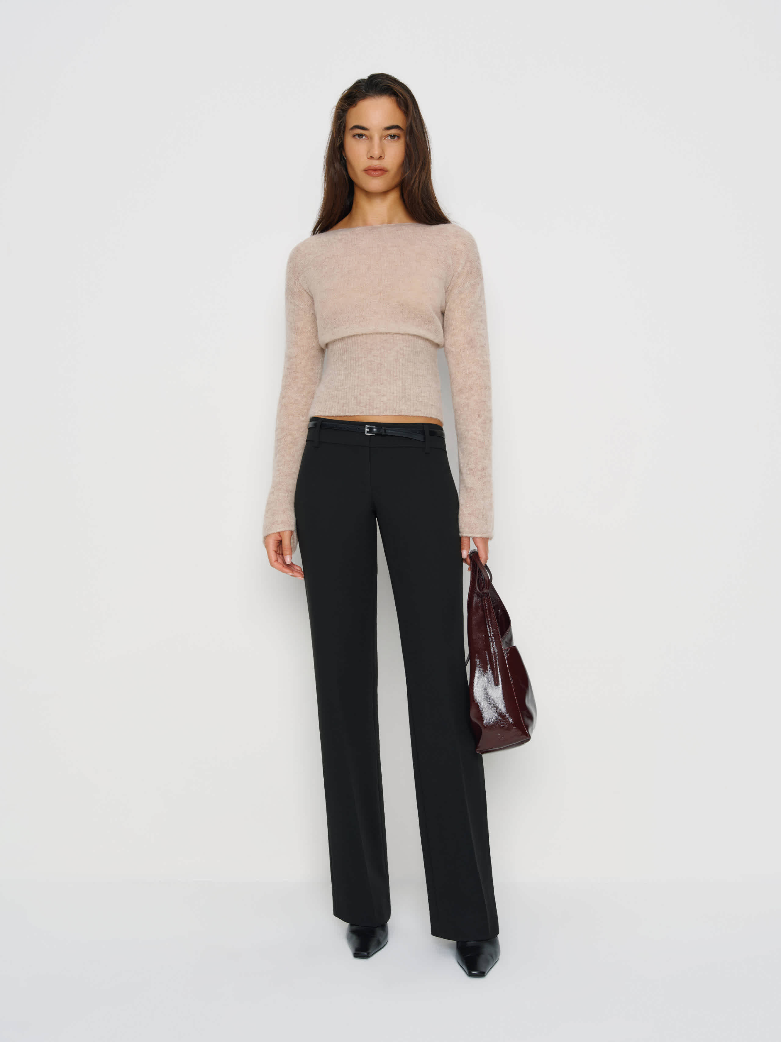 Reformation Claire Ultra Low Rise Pant In Black
