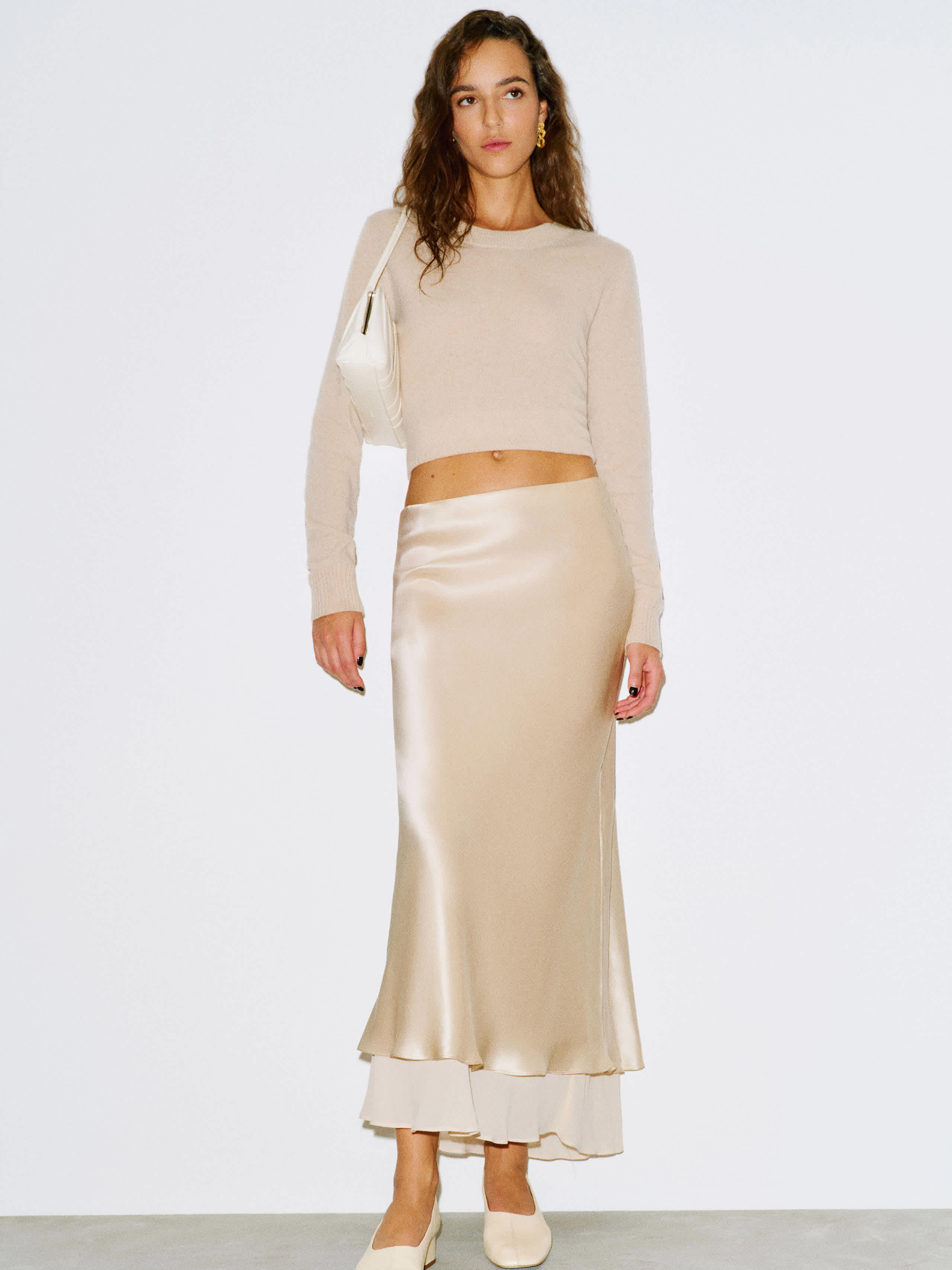 Reformation Marcia Silk Skirt In Brown